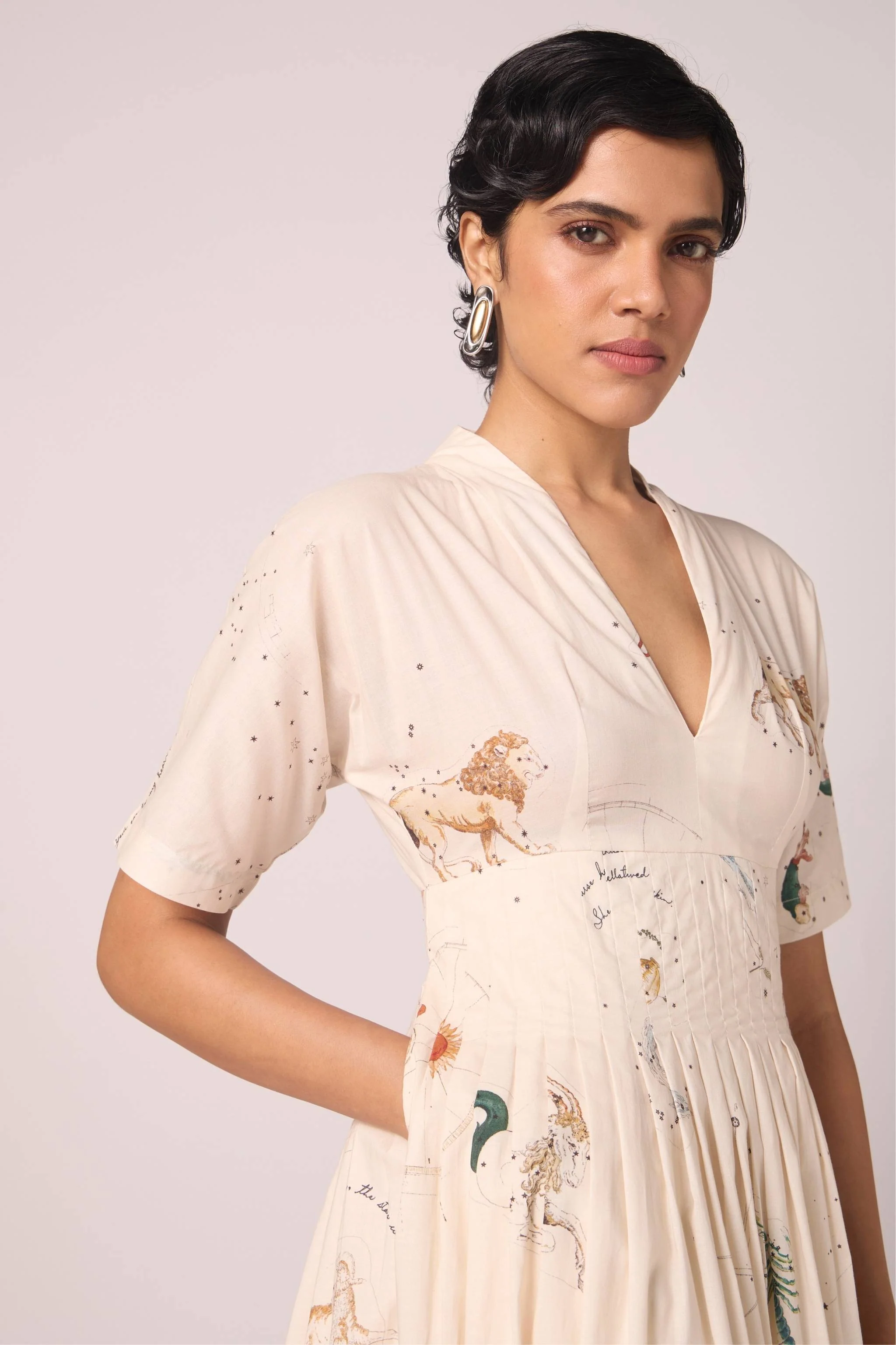 Aara Zodiac Print Pleated Dress - Image 11