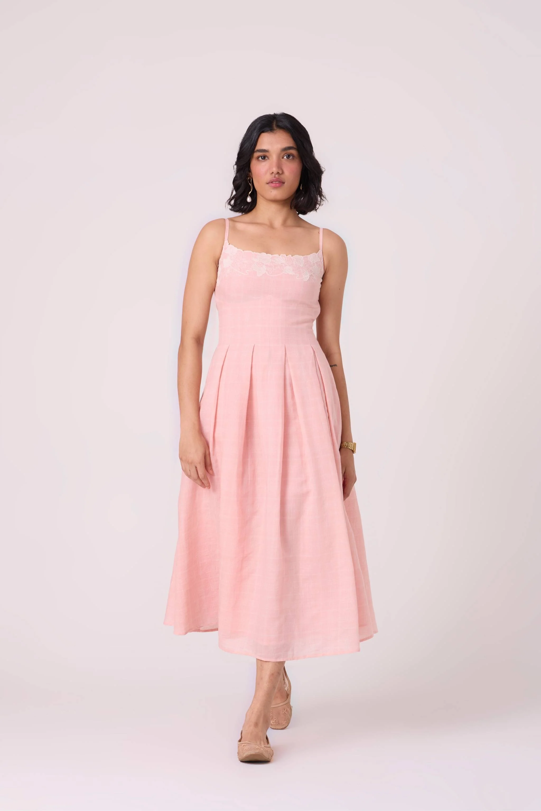 Ai Pink Embroidered Handwoven Dress - Image 10