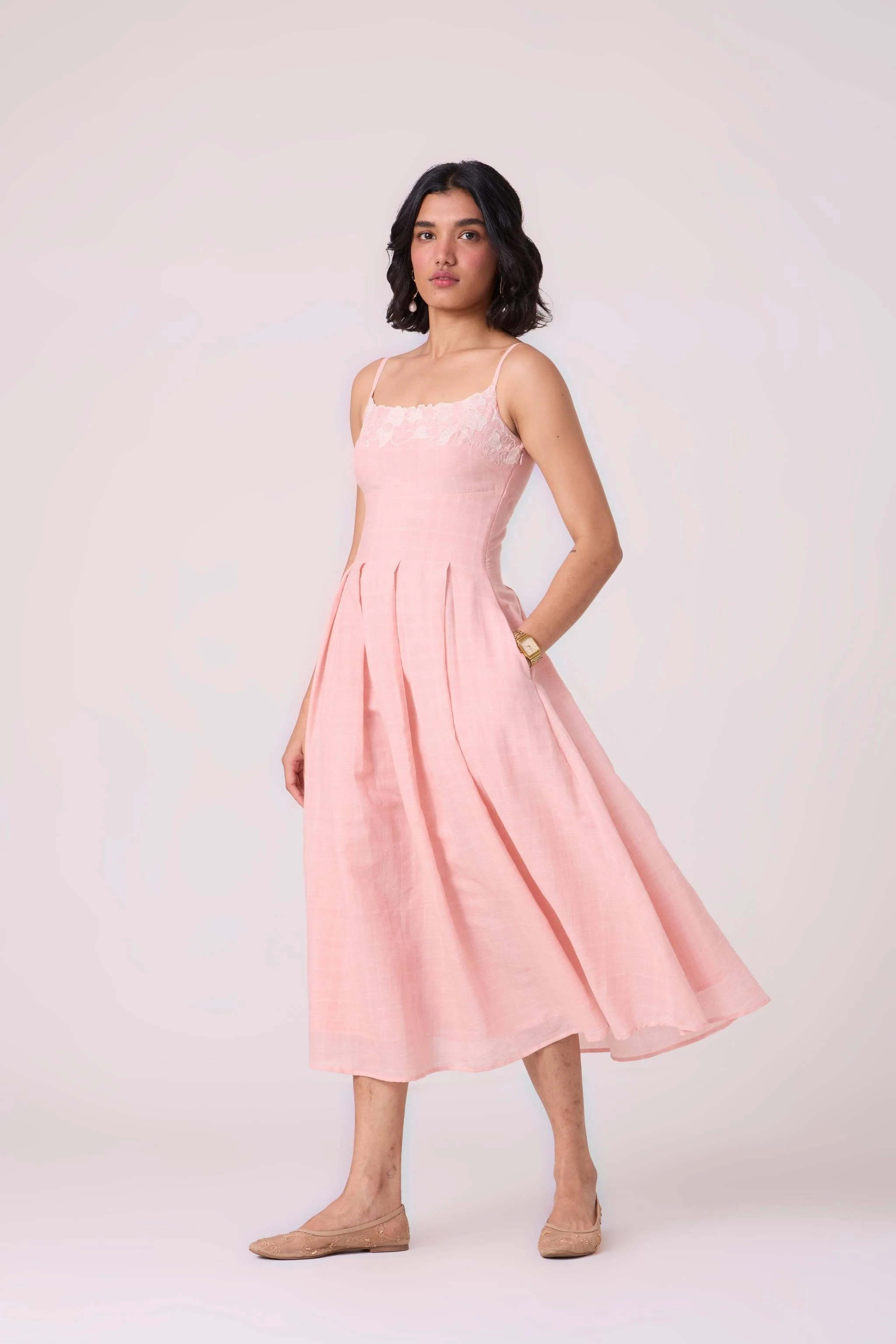 Ai Pink Embroidered Handwoven Dress - Image 13