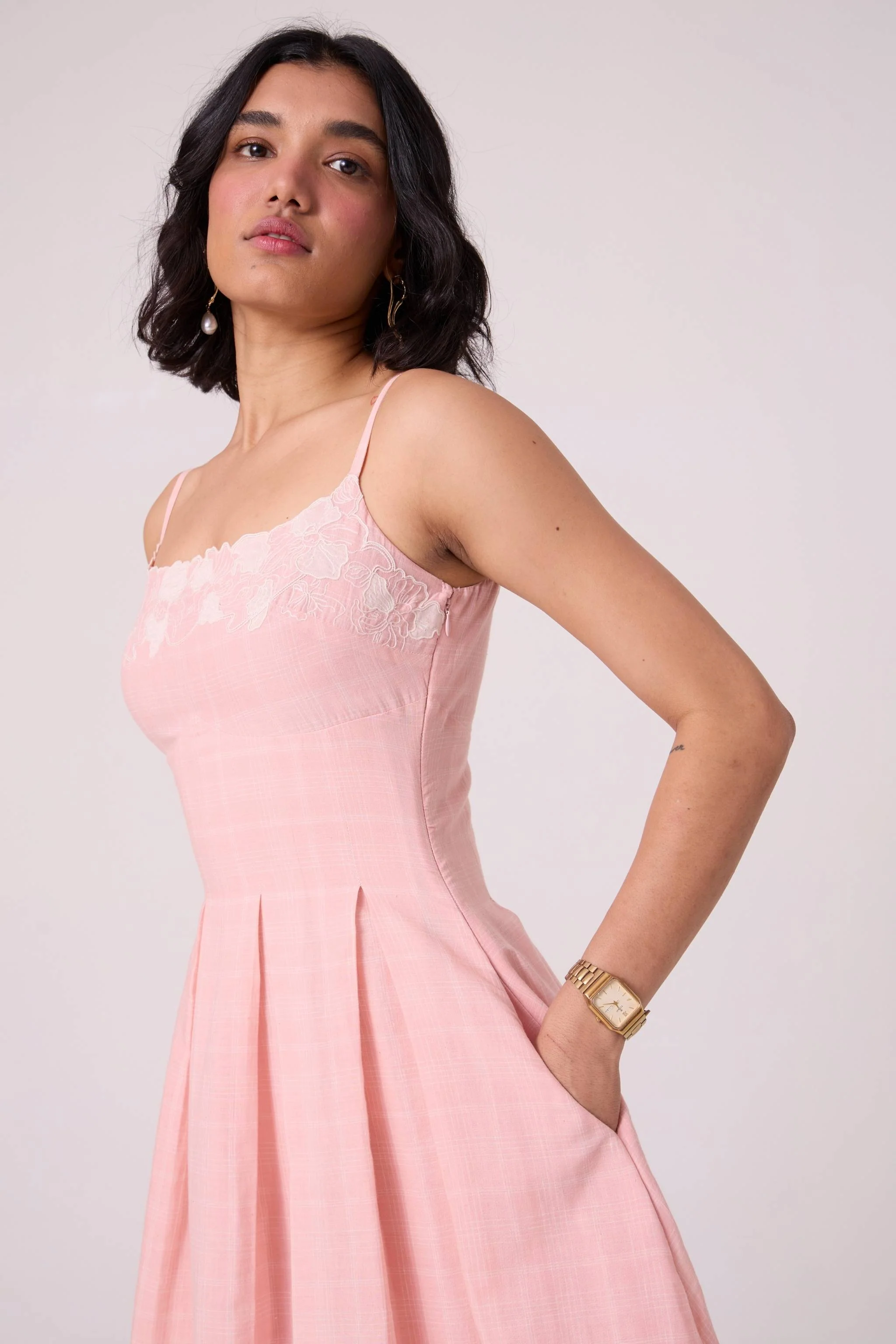 Ai Pink Embroidered Handwoven Dress - Image 14