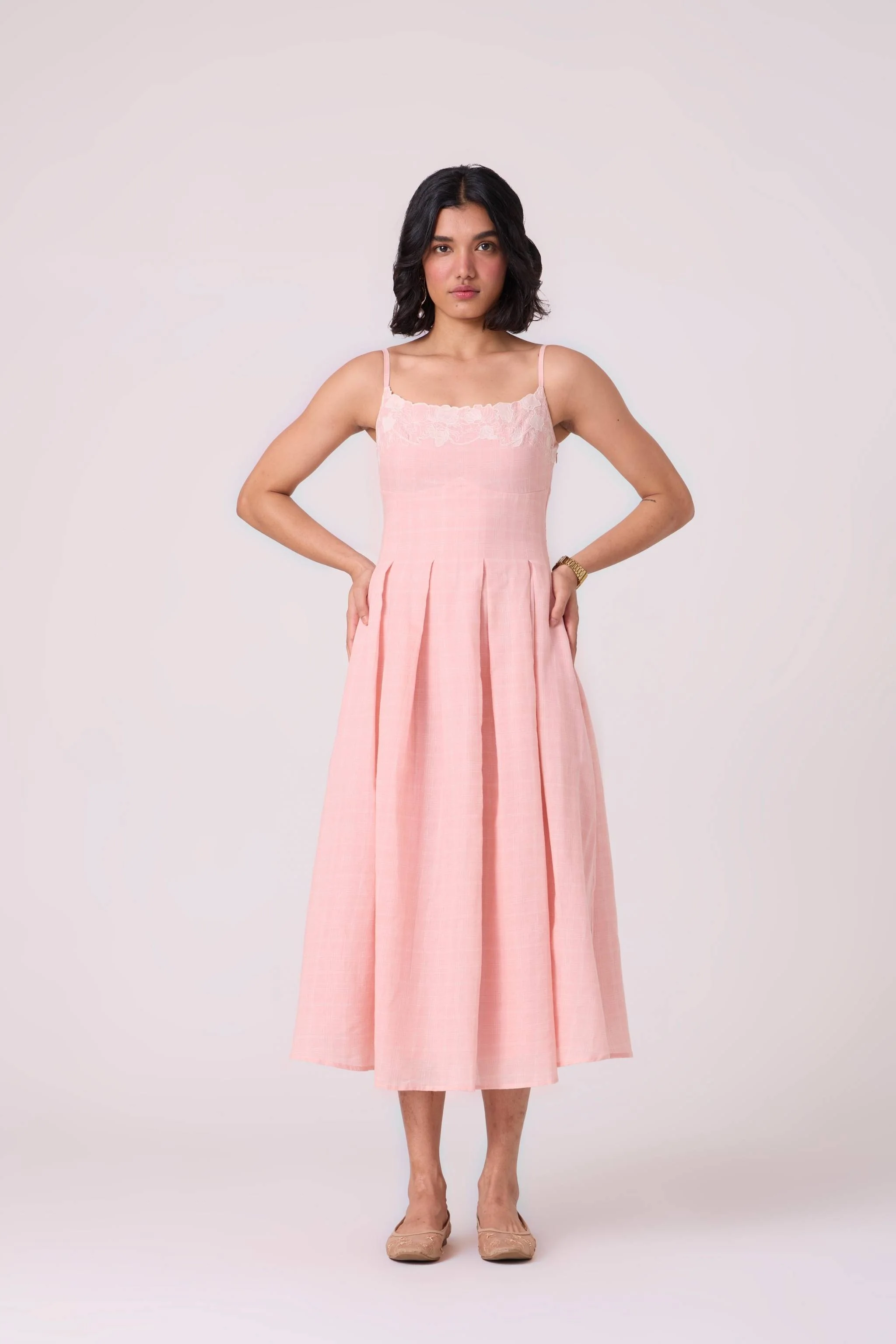 Ai Pink Embroidered Handwoven Dress - Image 15