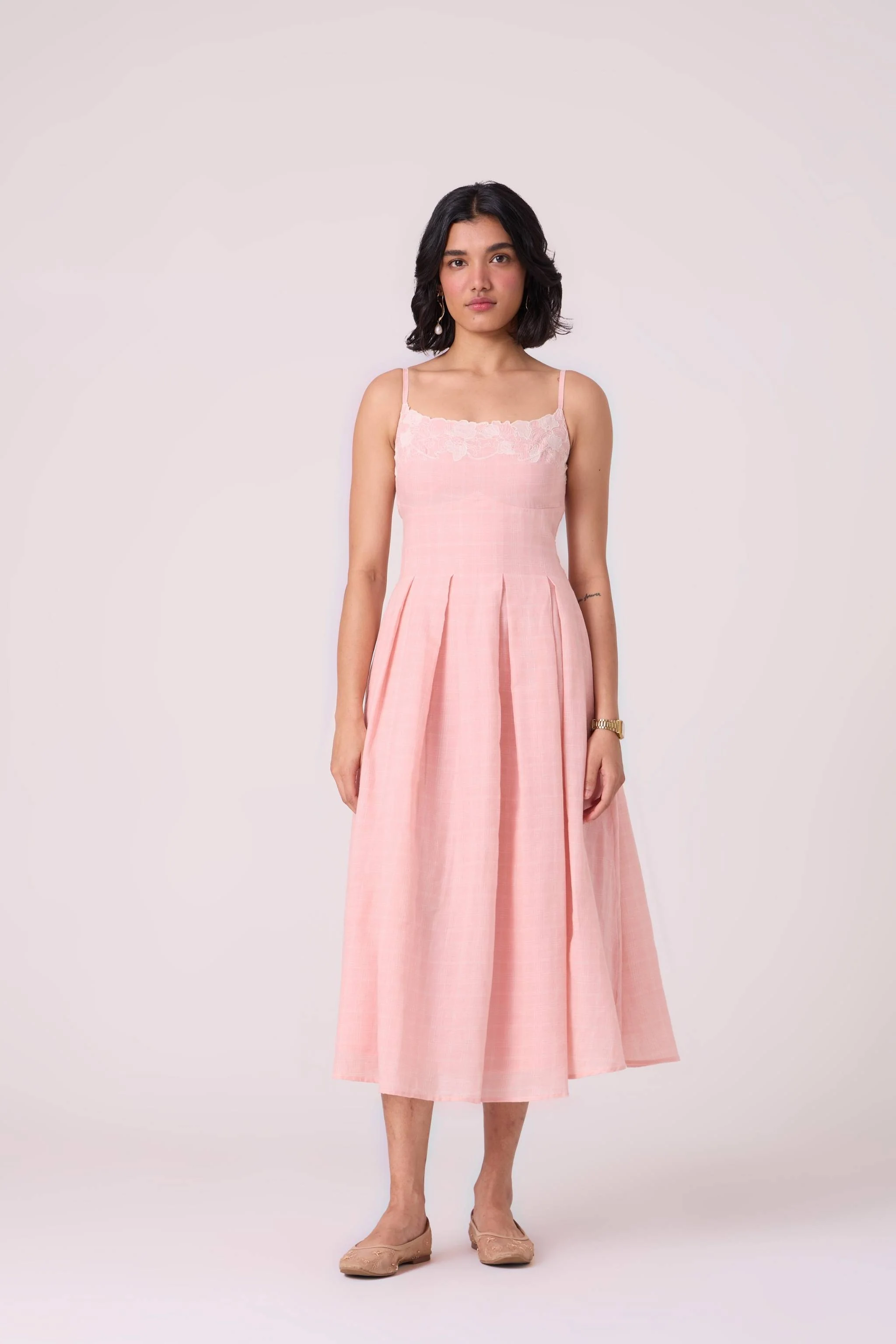 Ai Pink Embroidered Handwoven Dress - Image 3