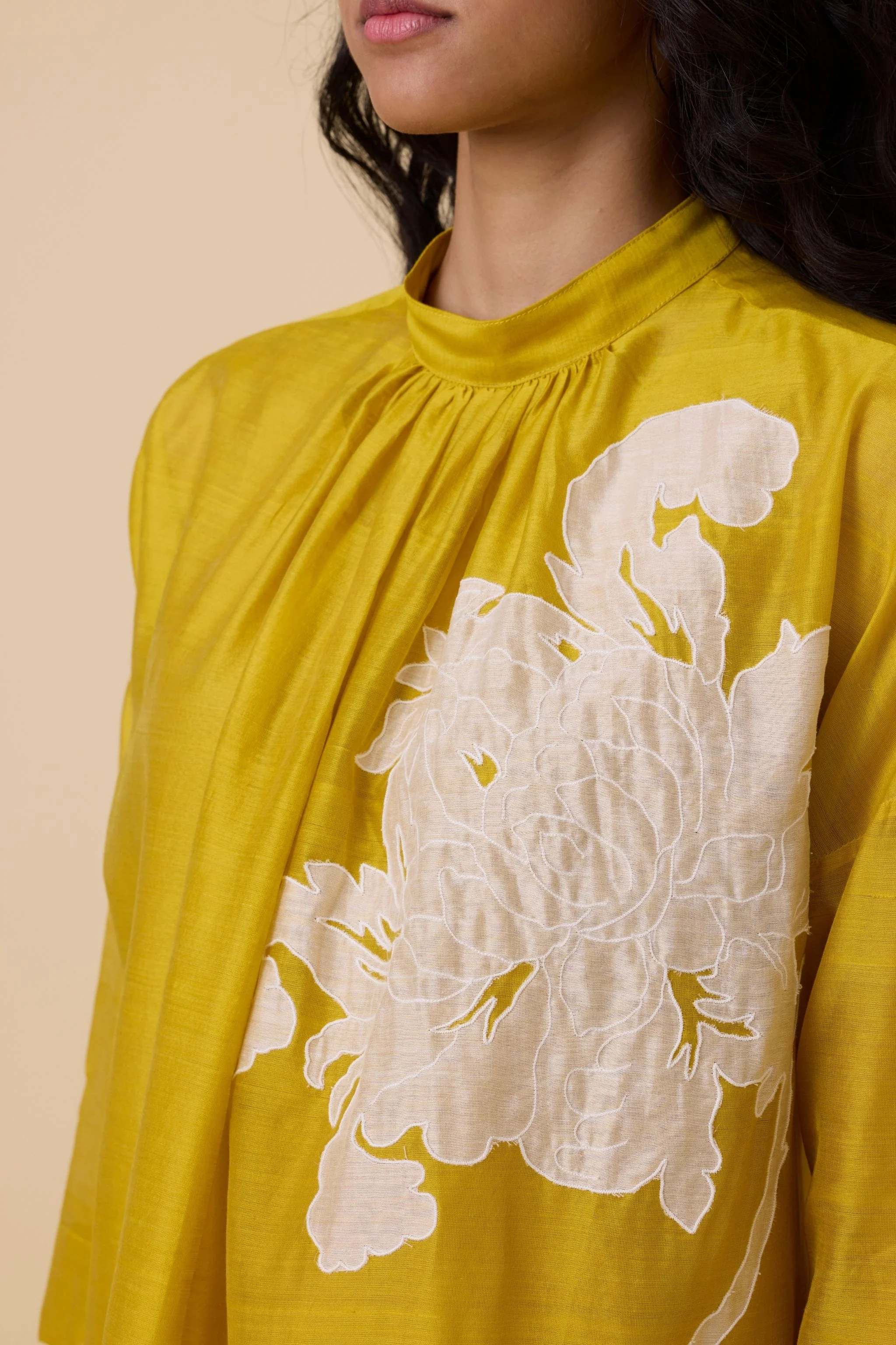 Aira Yellow Handwoven Embroidered Dress - Image 5