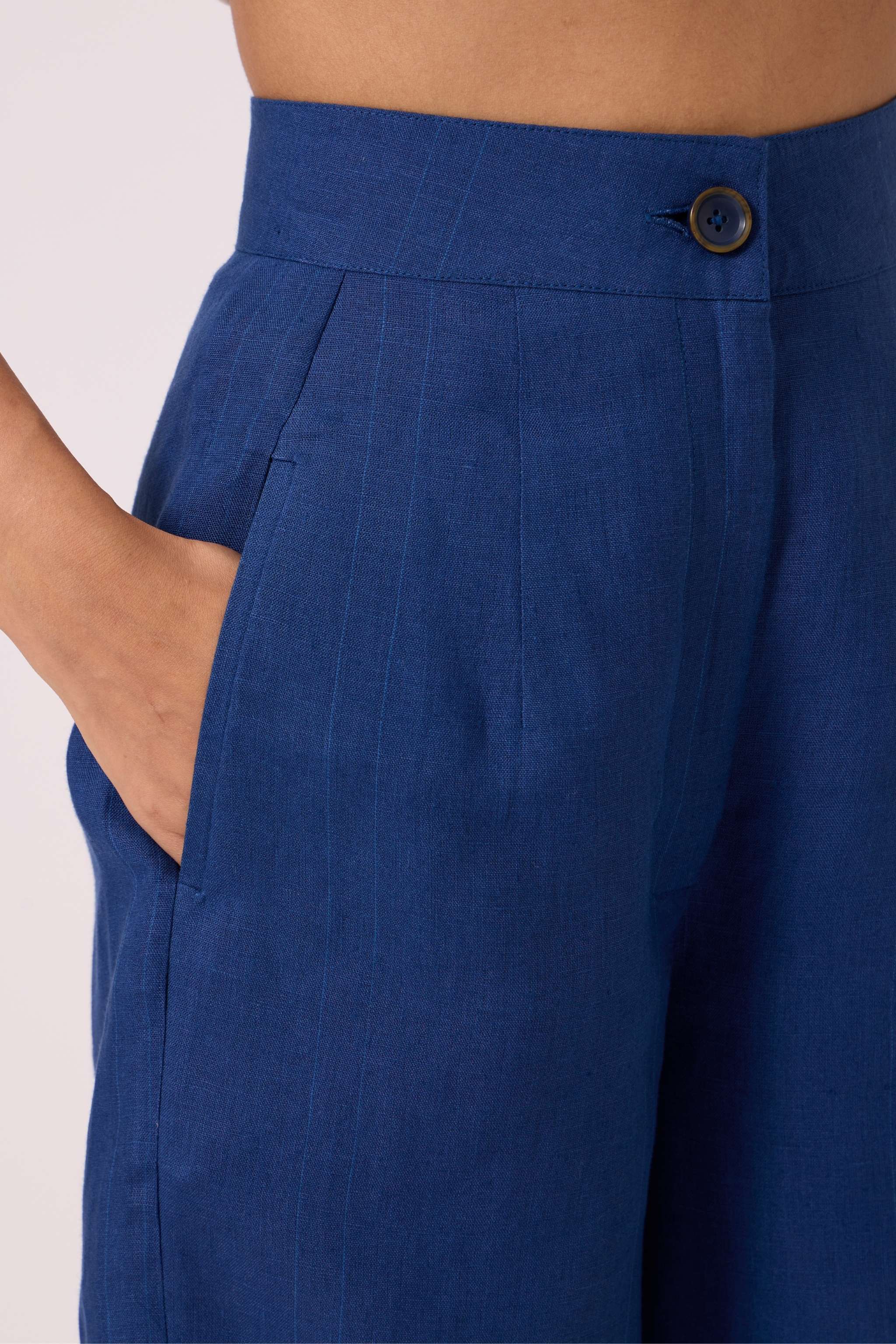 Aldous Ink Blue Linen Pants - Image 3