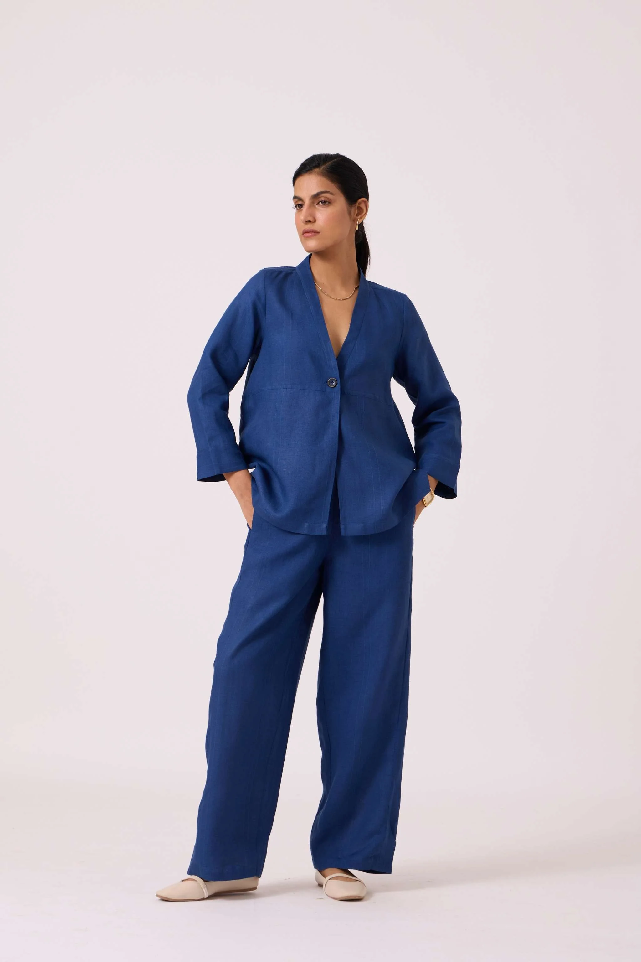 Aldous Ink Blue Linen Pants - Image 7