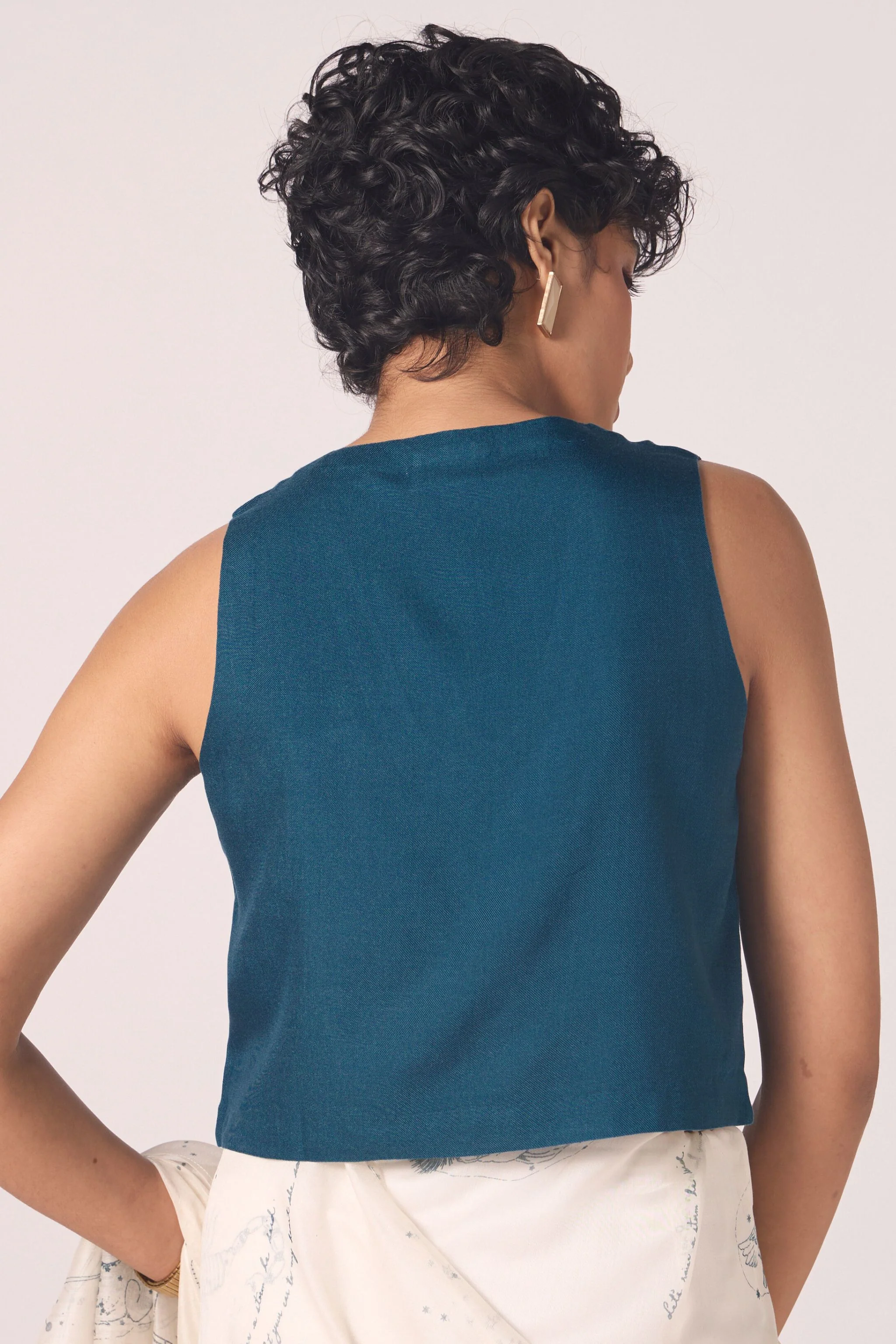 Altair Blue Silk Crop Top - Image 10