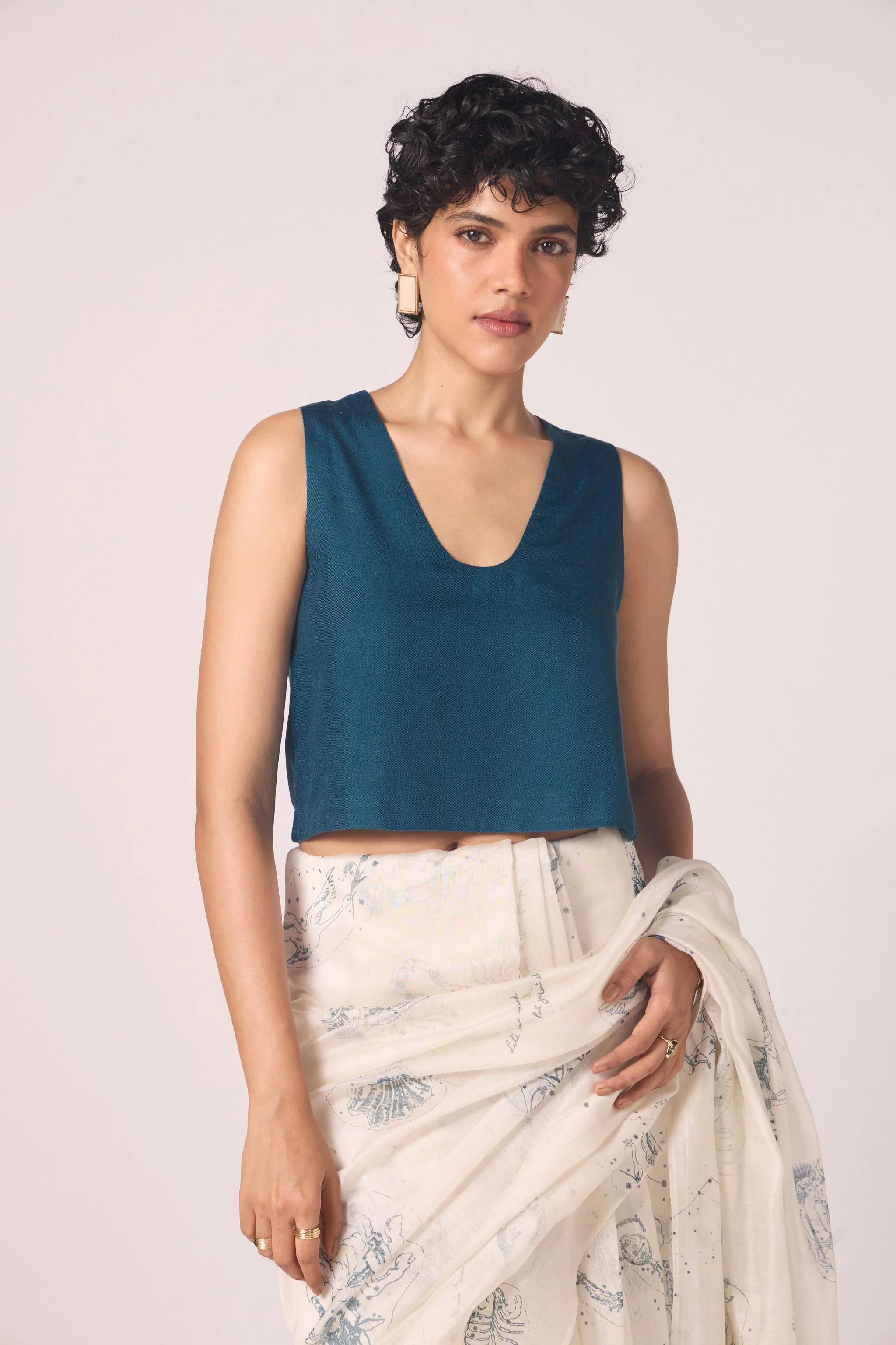 Altair Blue Silk Crop Top - Image 2