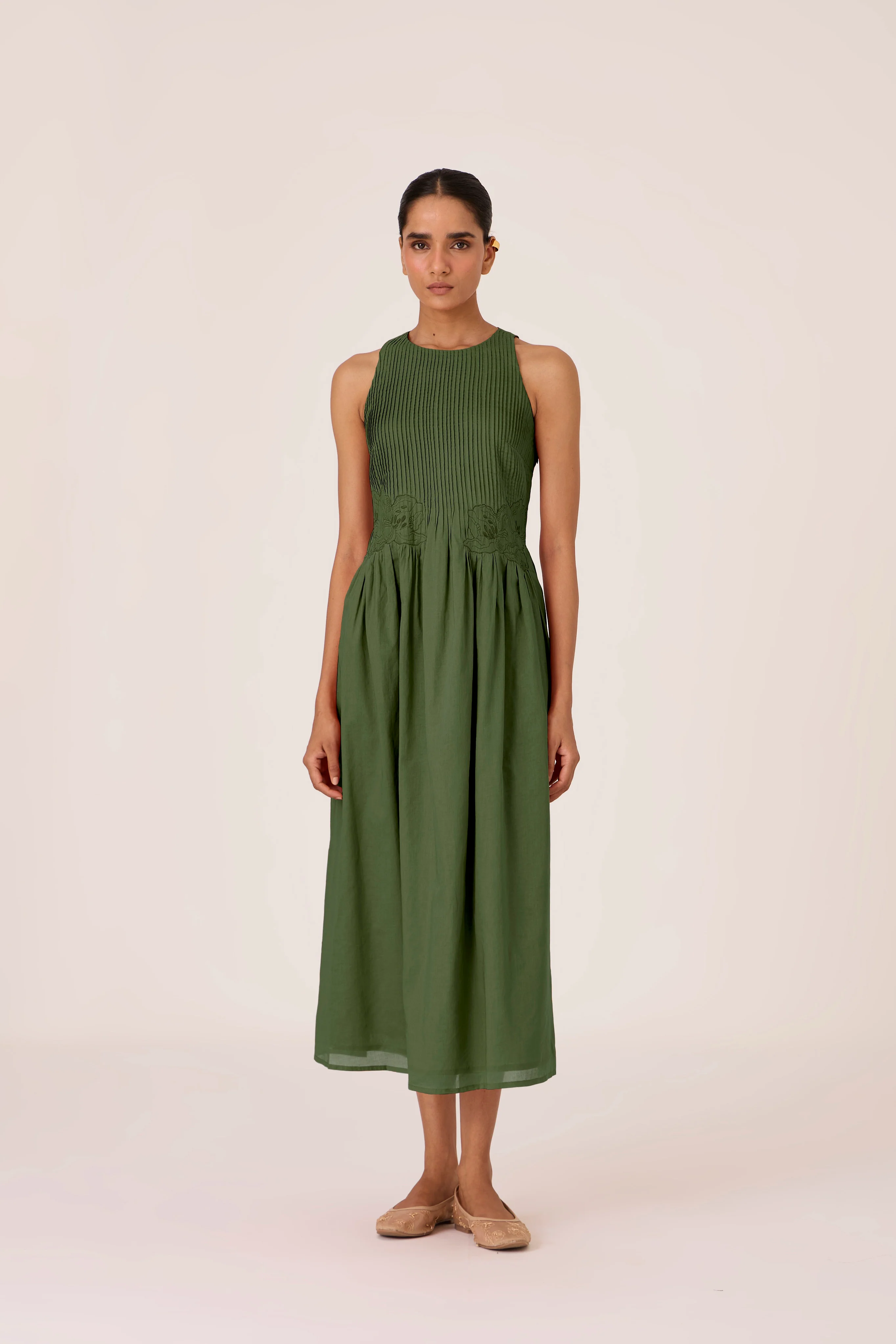 Amani Green Embroidered Dress