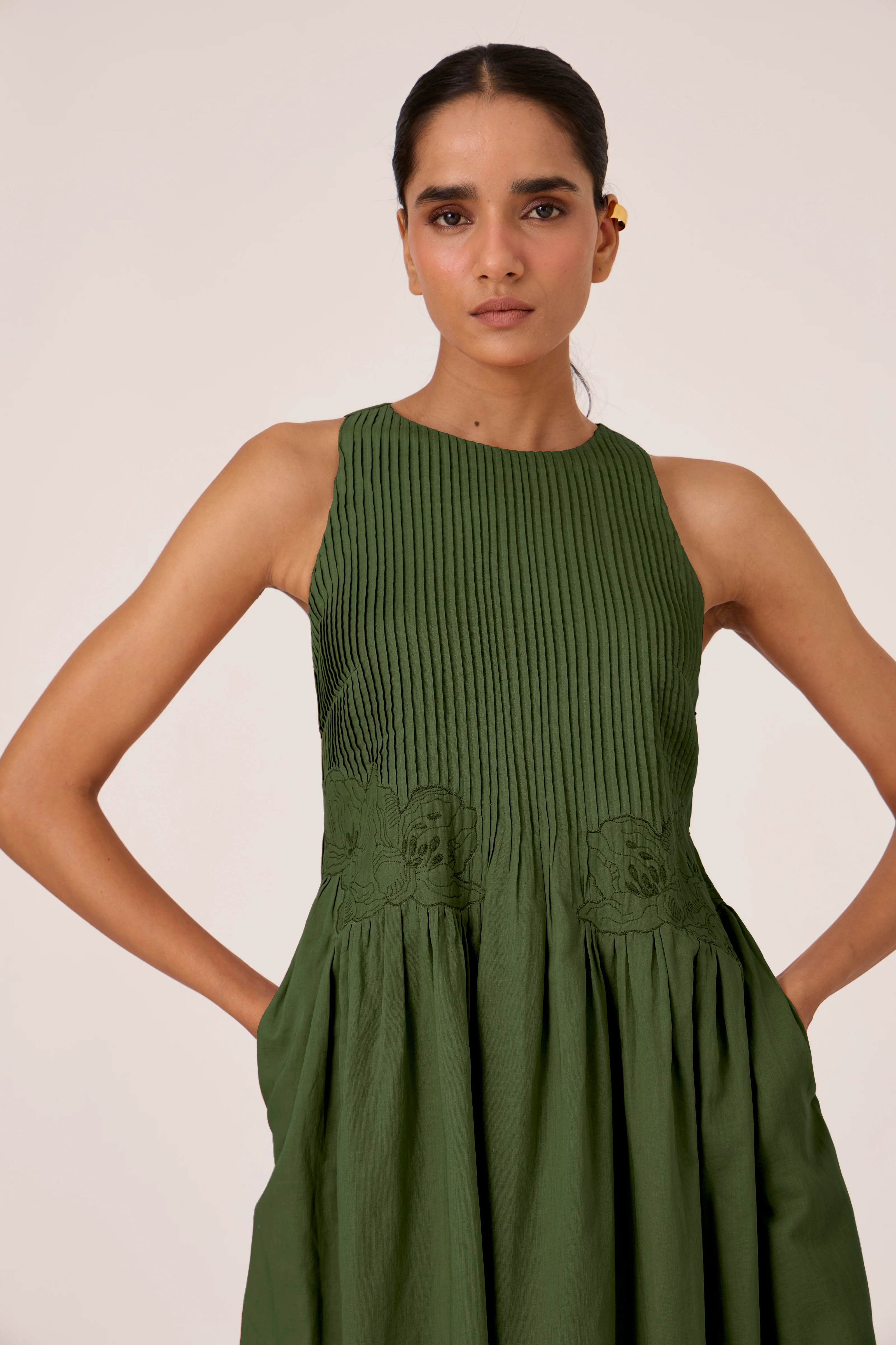 Amani Green Embroidered Dress - Image 4