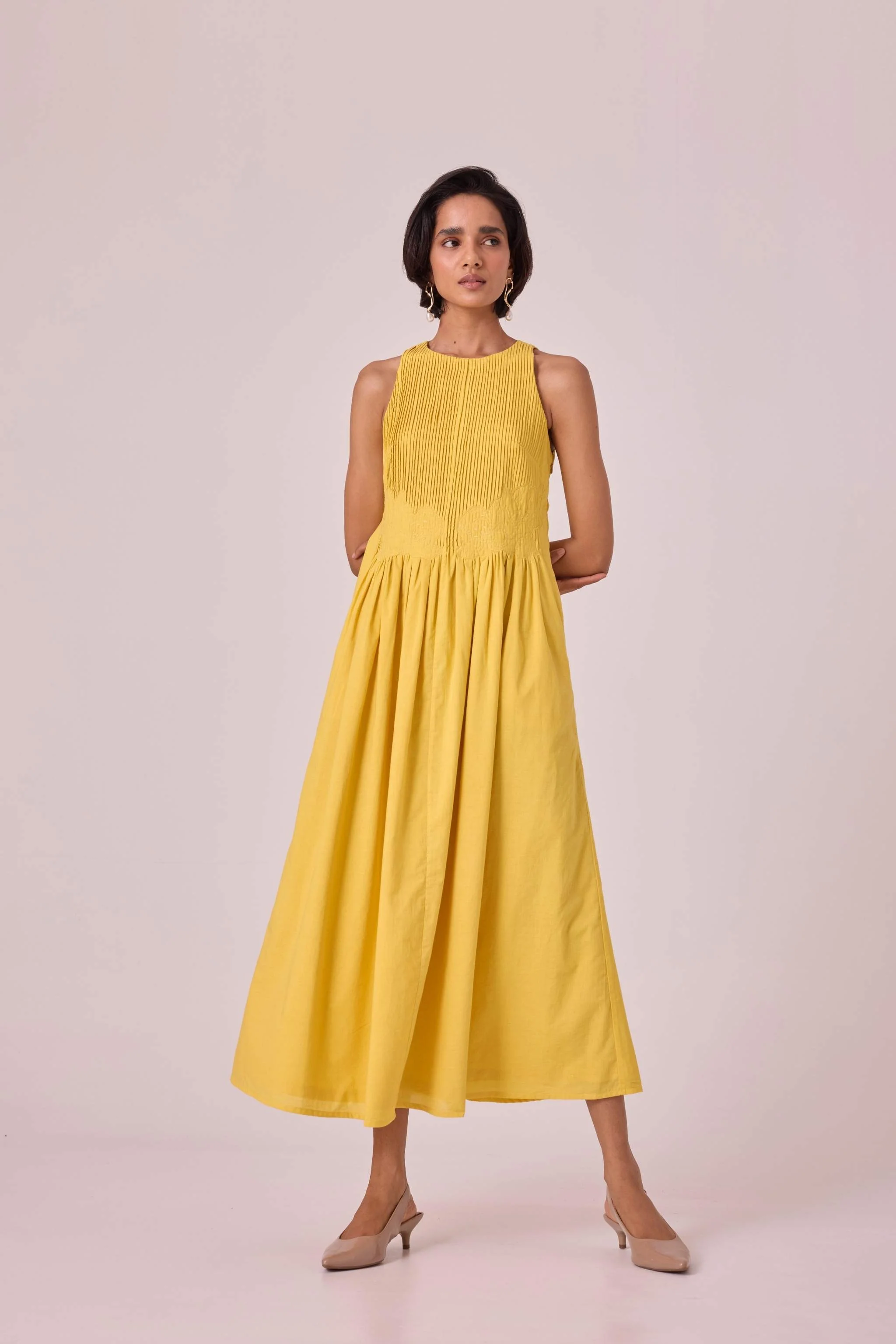 Amani Yellow Embroidered Dress - Image 11