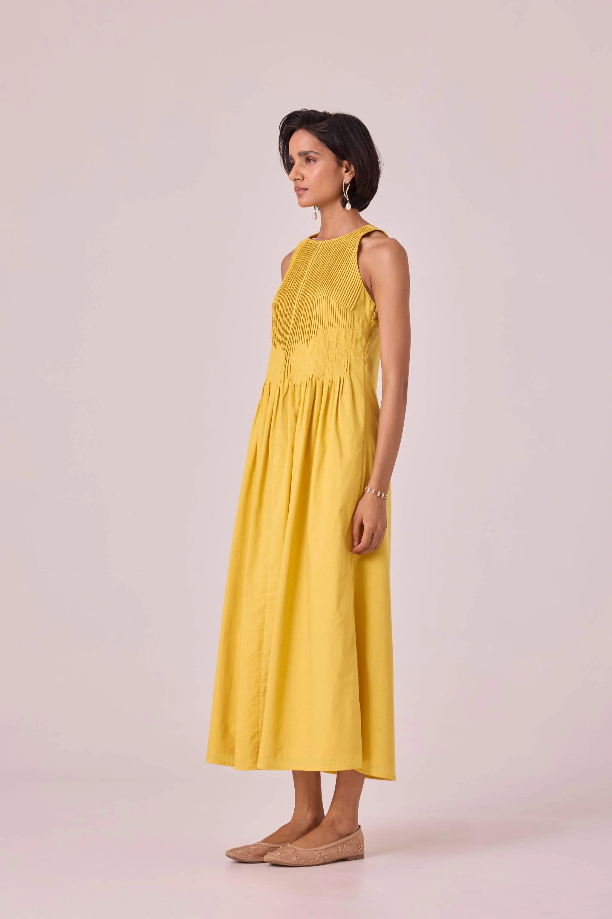Amani Yellow Embroidered Dress - Image 3