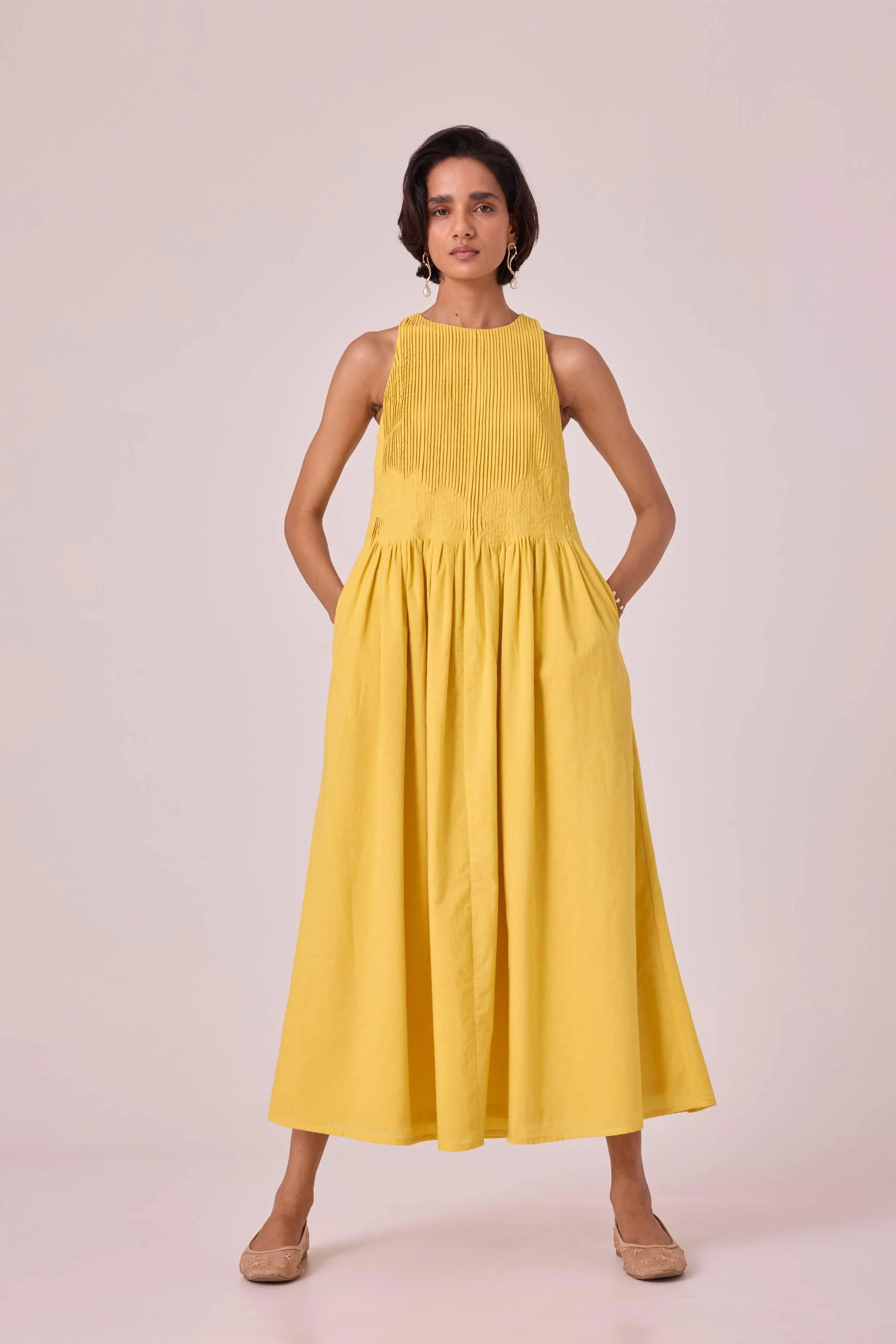 Amani Yellow Embroidered Dress - Image 4