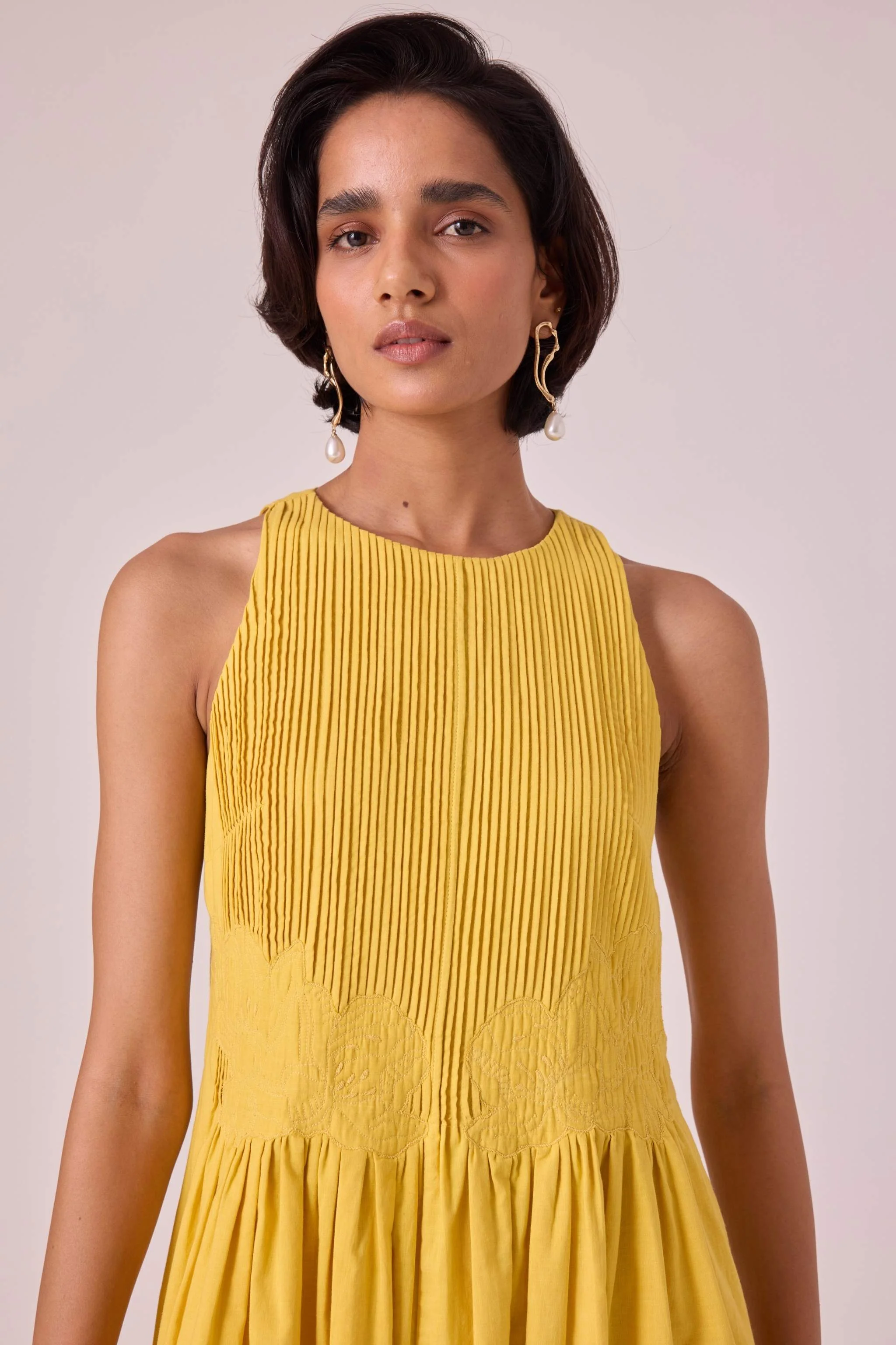 Amani Yellow Embroidered Dress - Image 5