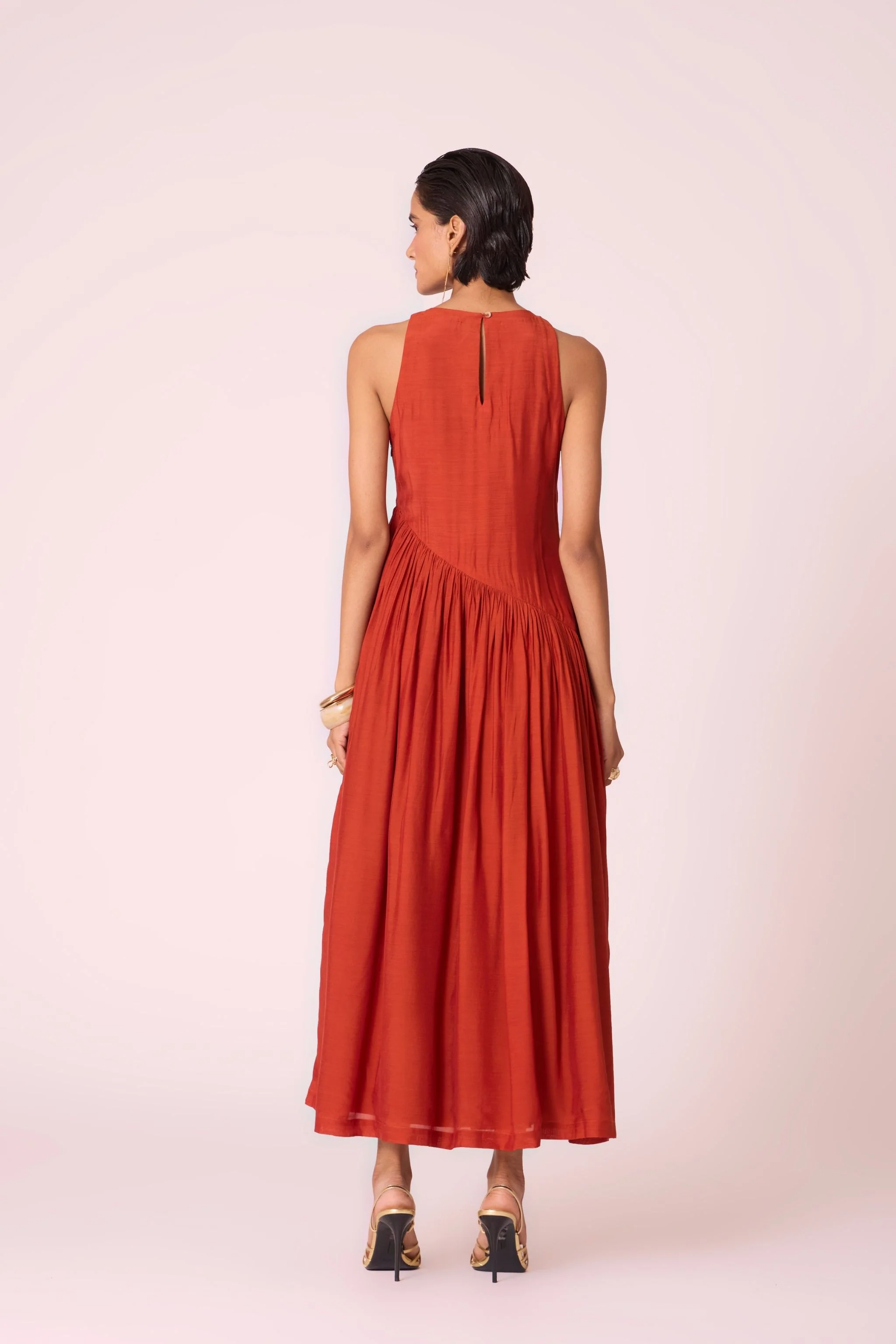 Anya Rust Embroidered Midi Dress - Image 11