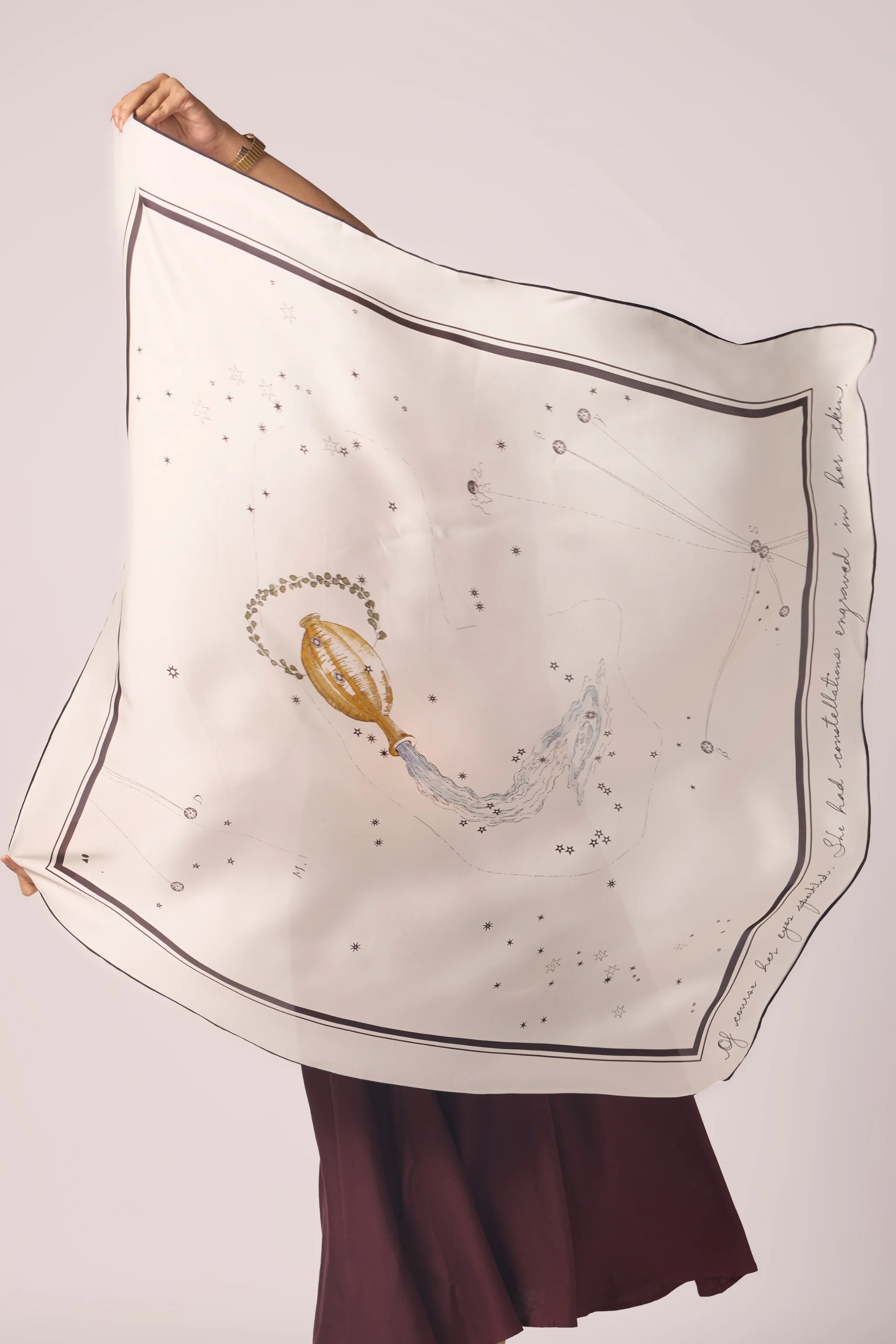 Aquarius Printed Satin Scarf - Image 2