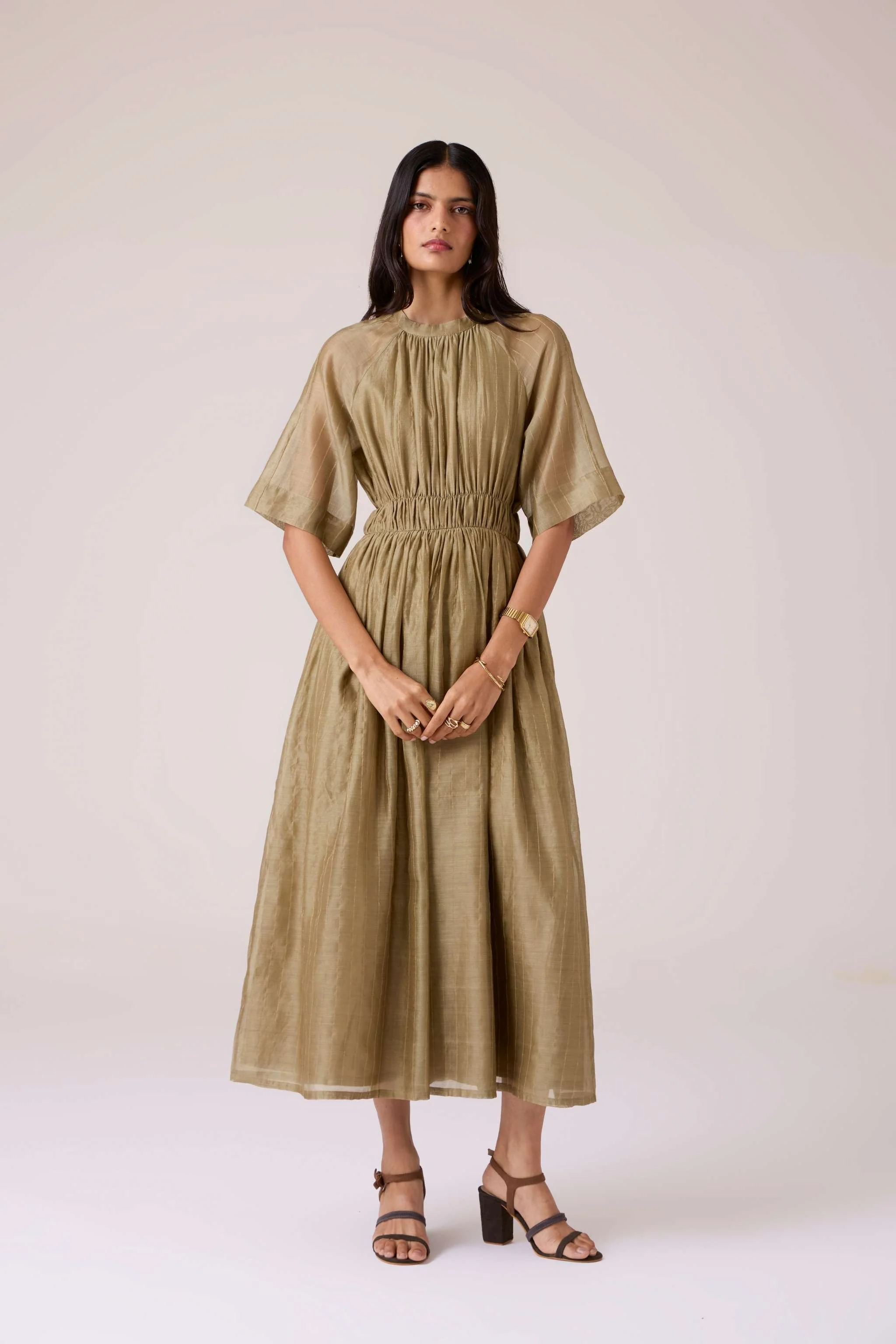 Arha Olive Handwoven Dress - Image 4