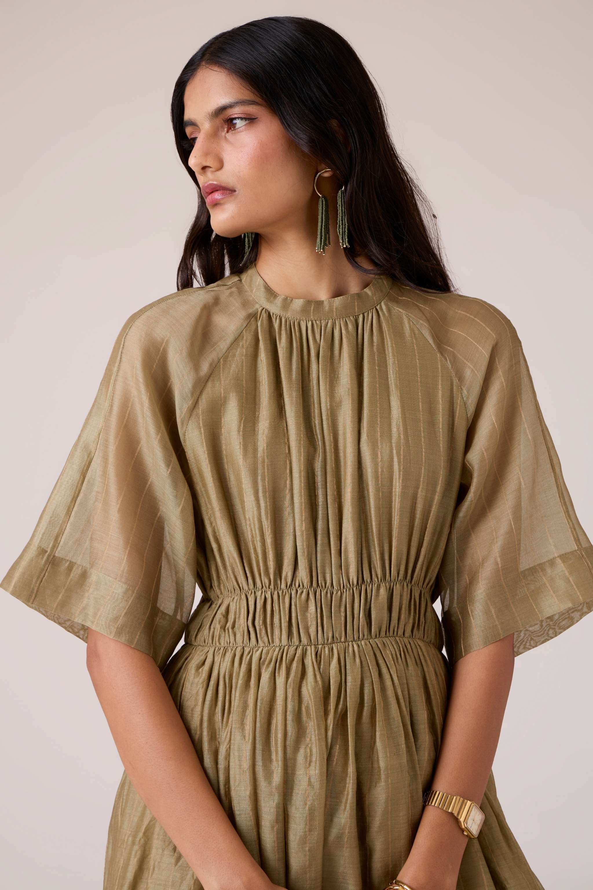 Arha Olive Handwoven Dress - Image 5
