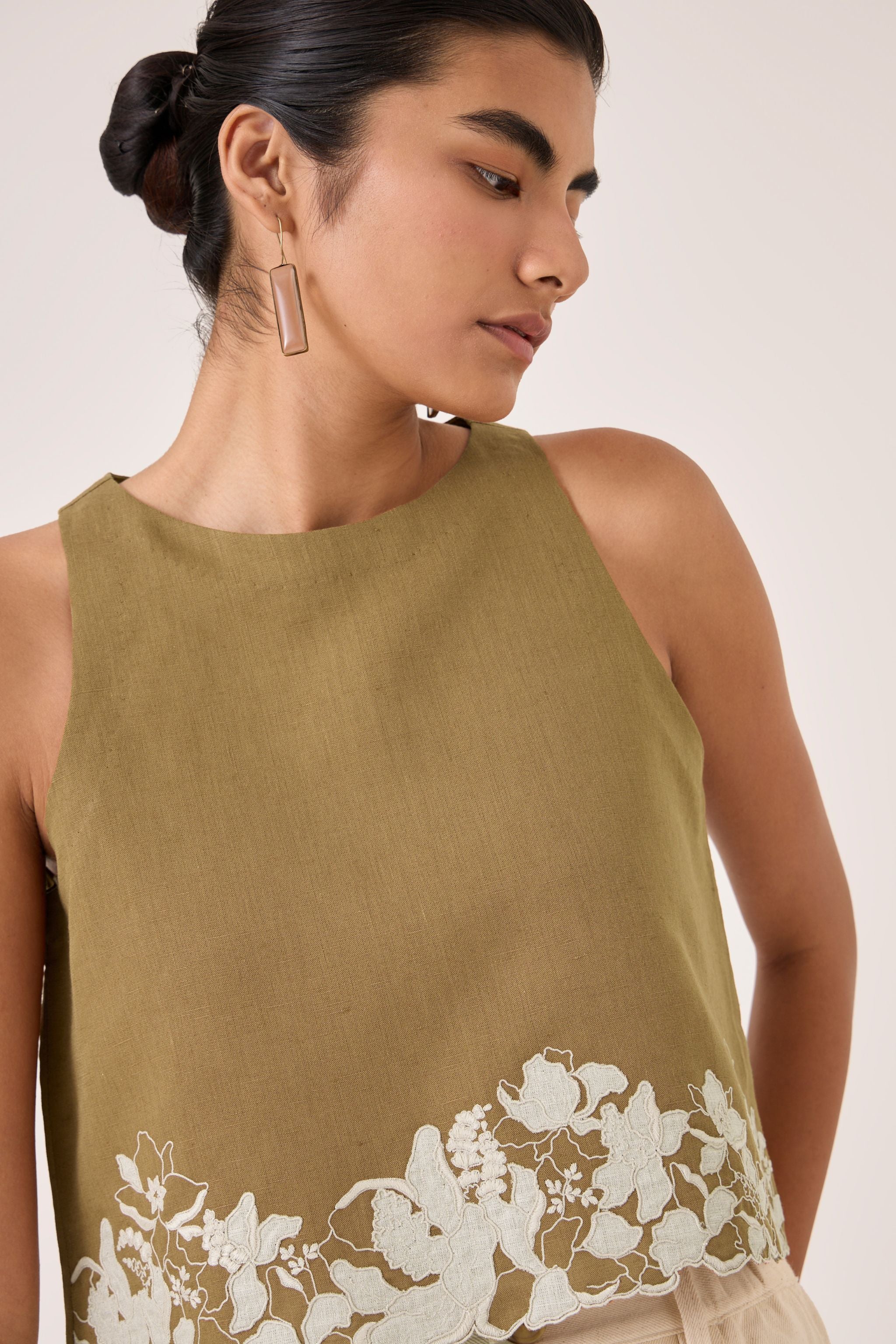 Asiri Olive Embroidered Top - Image 3