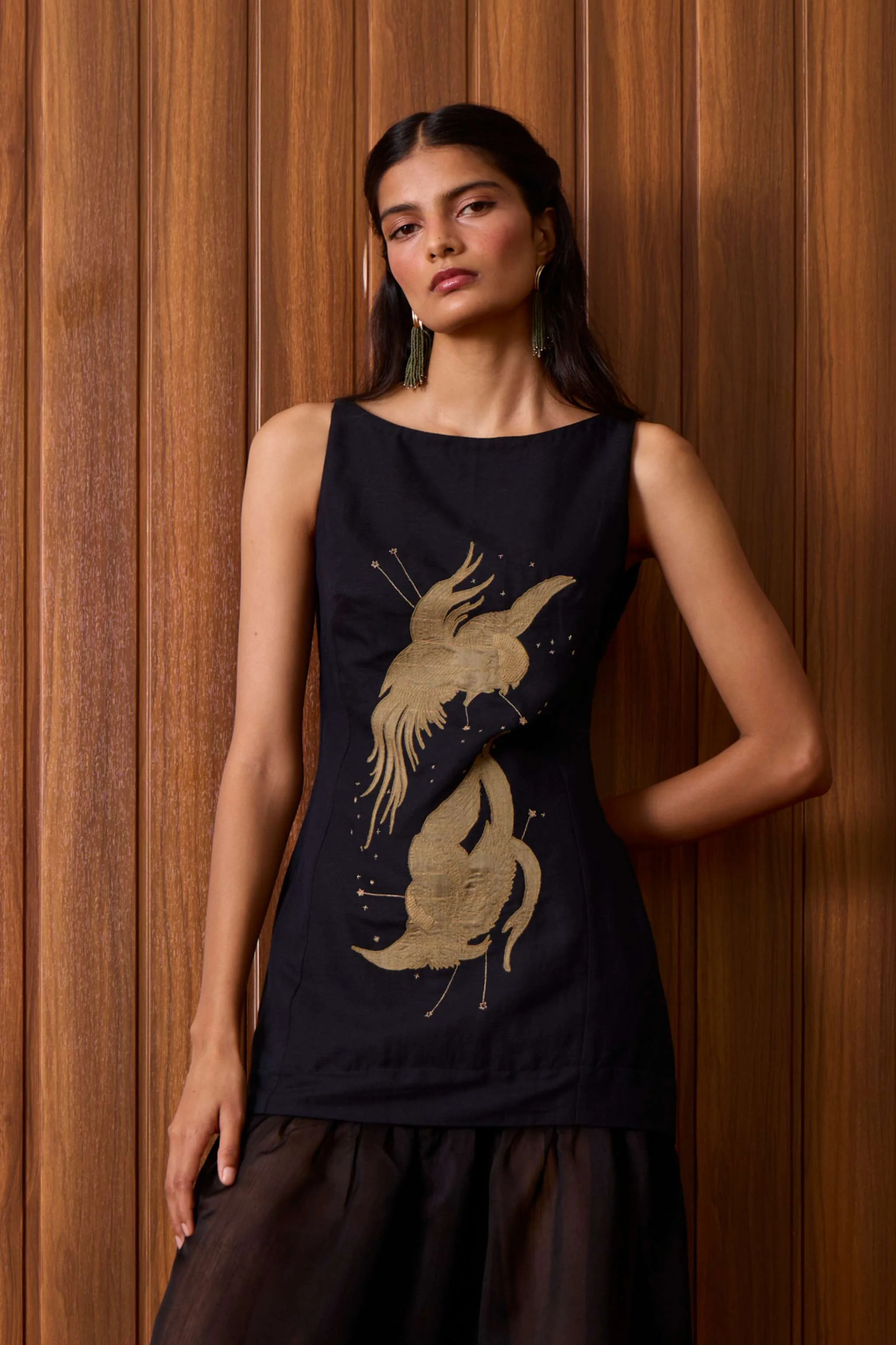 Astra Black Embroidered Maxi Dress - Image 17