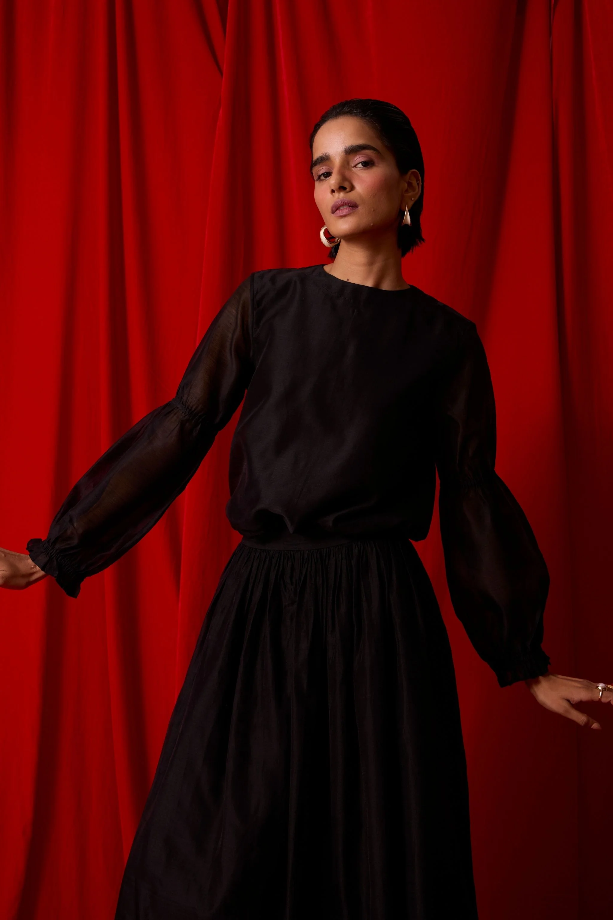 Atlas Black Handwoven Top
