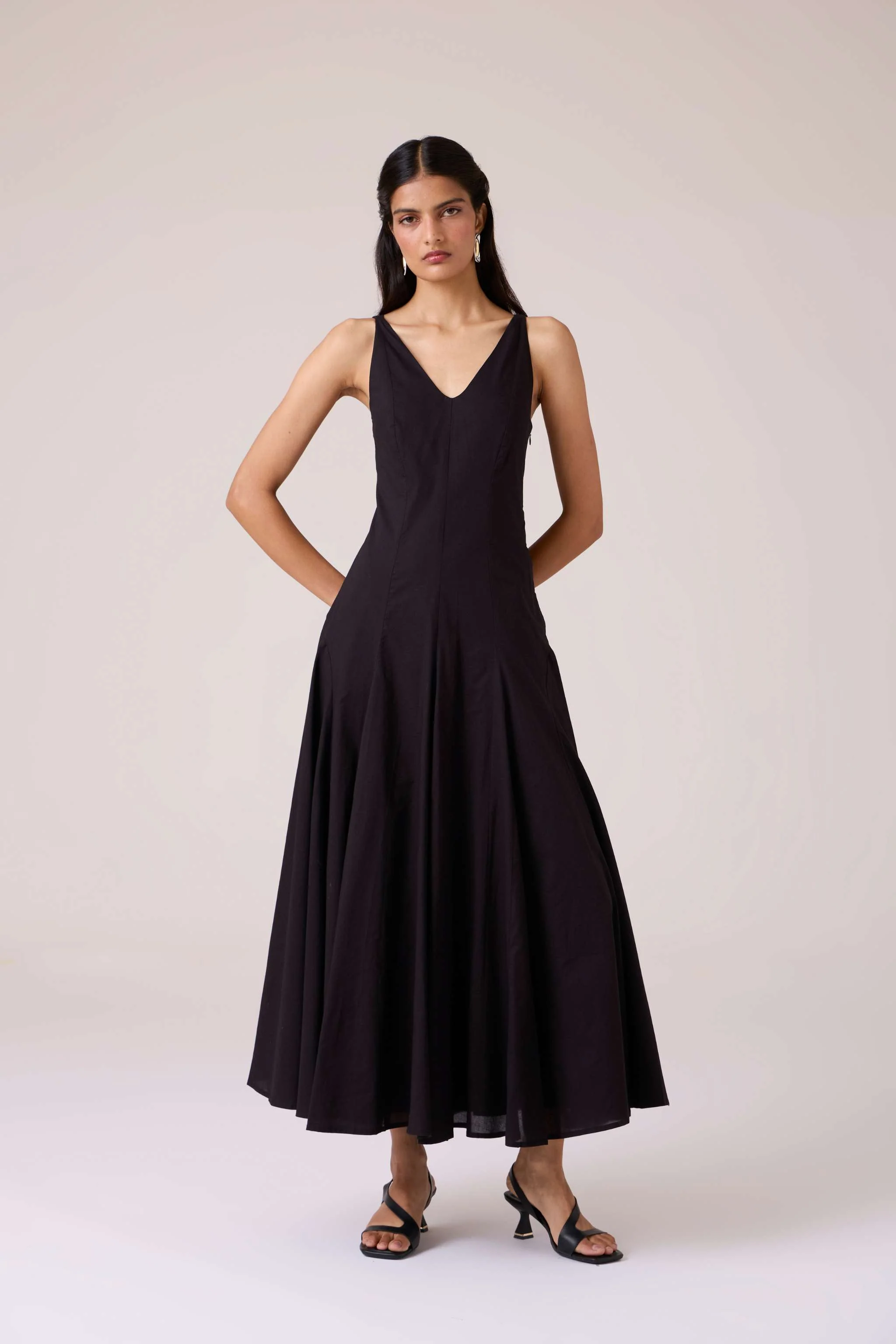 Aurora Black Panelled Dress - Image 3