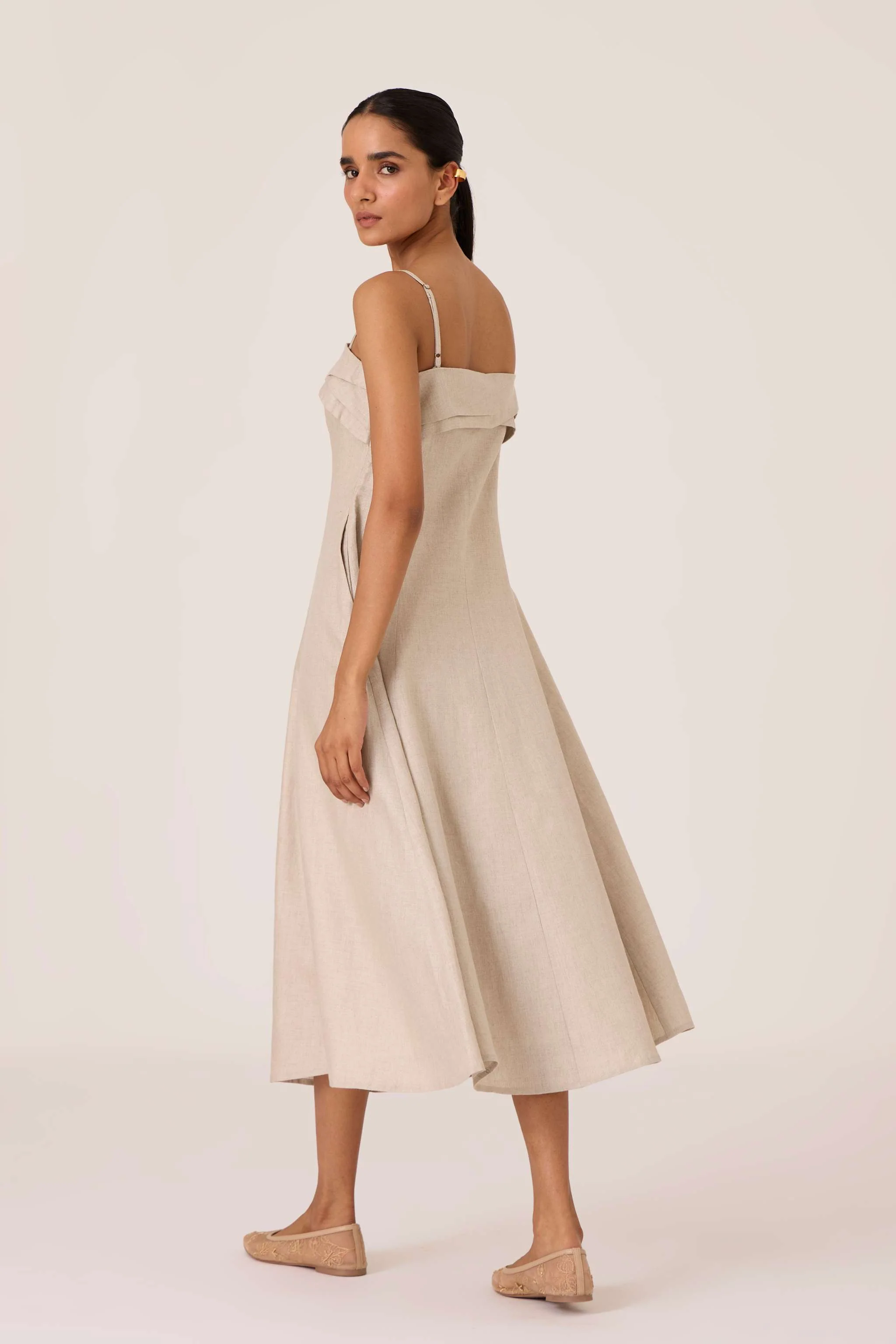 Azzah Beige Linen Dress - Image 10