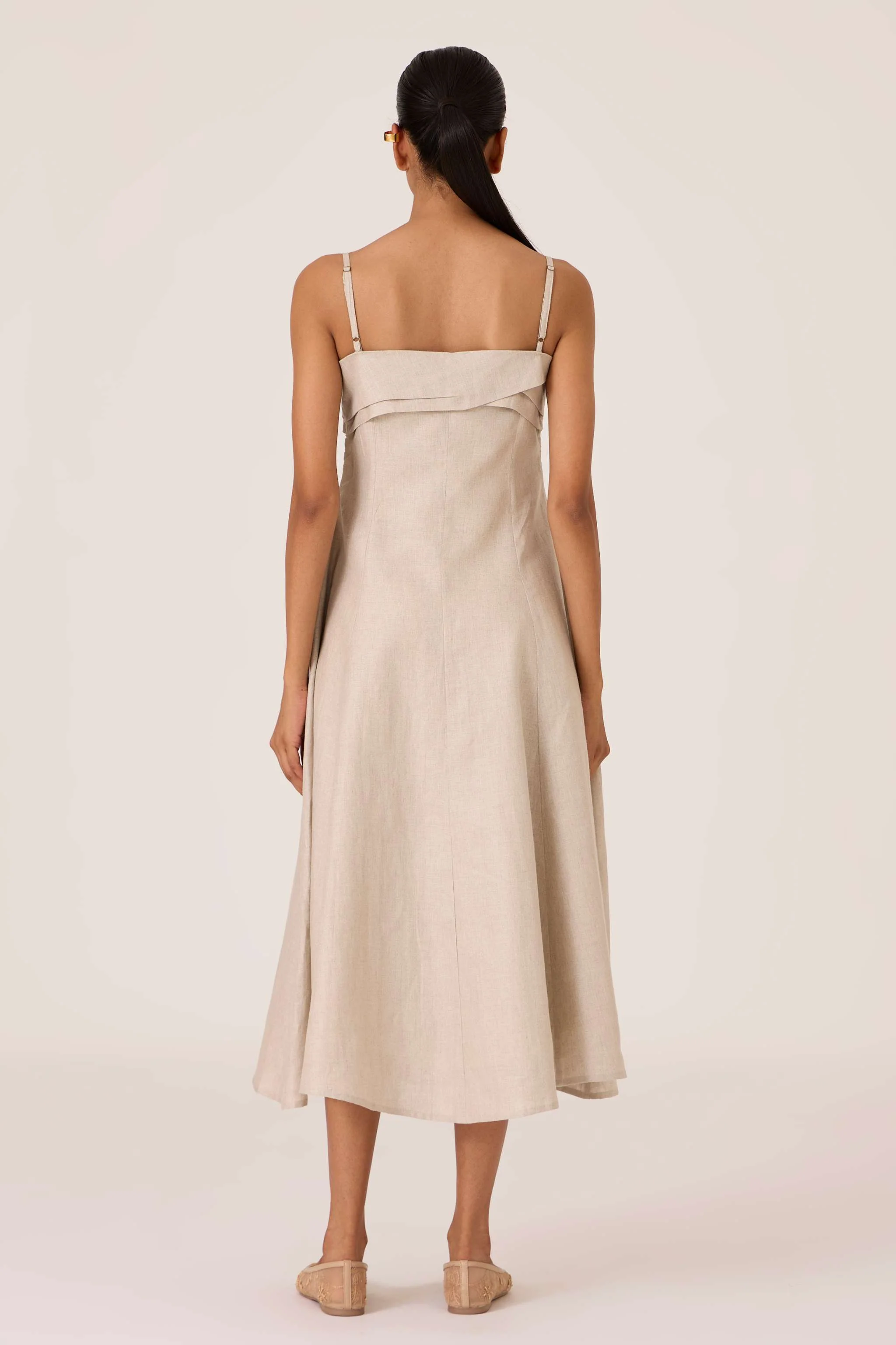 Azzah Beige Linen Dress - Image 9