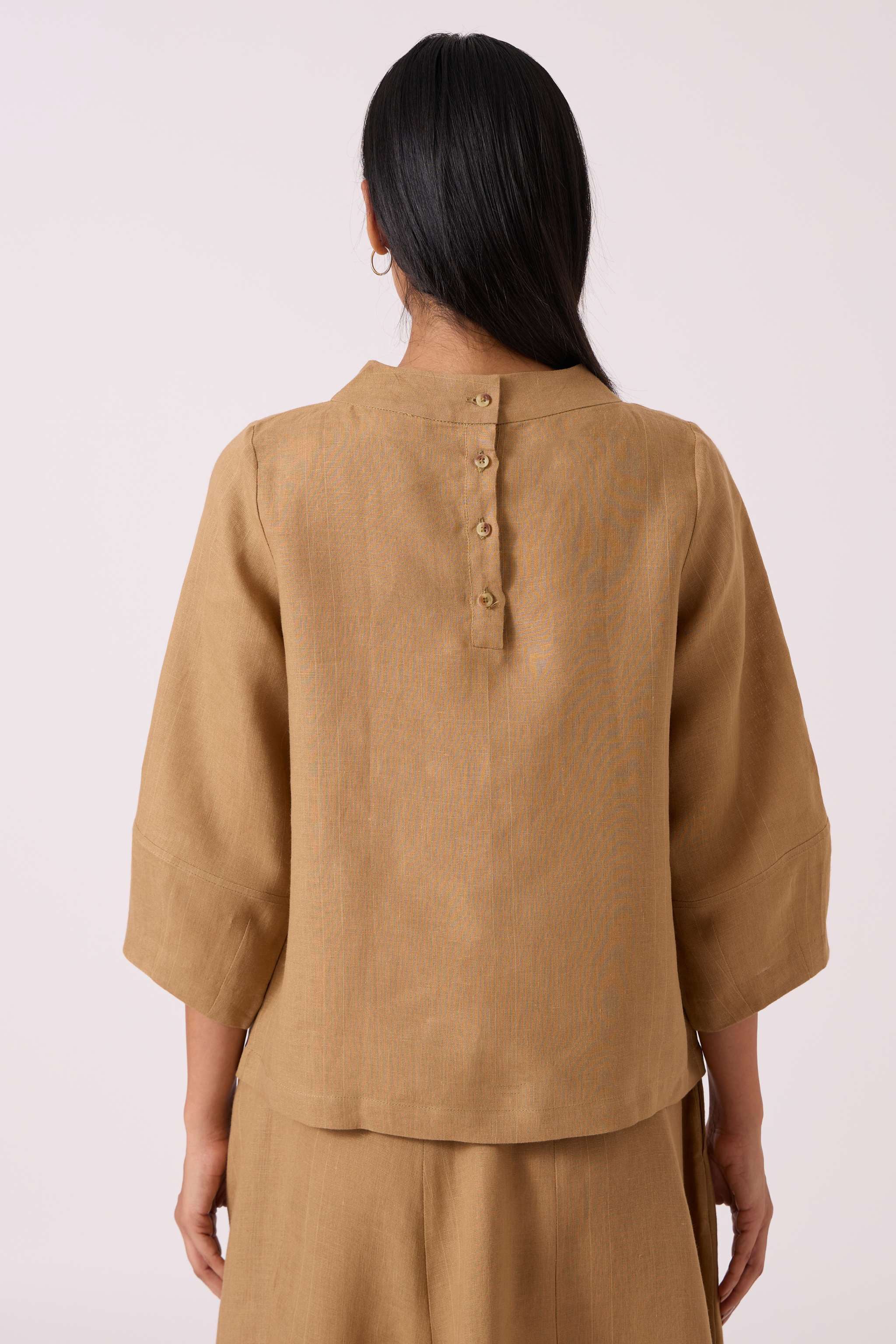 Bertie Tan Linen Top - Image 8