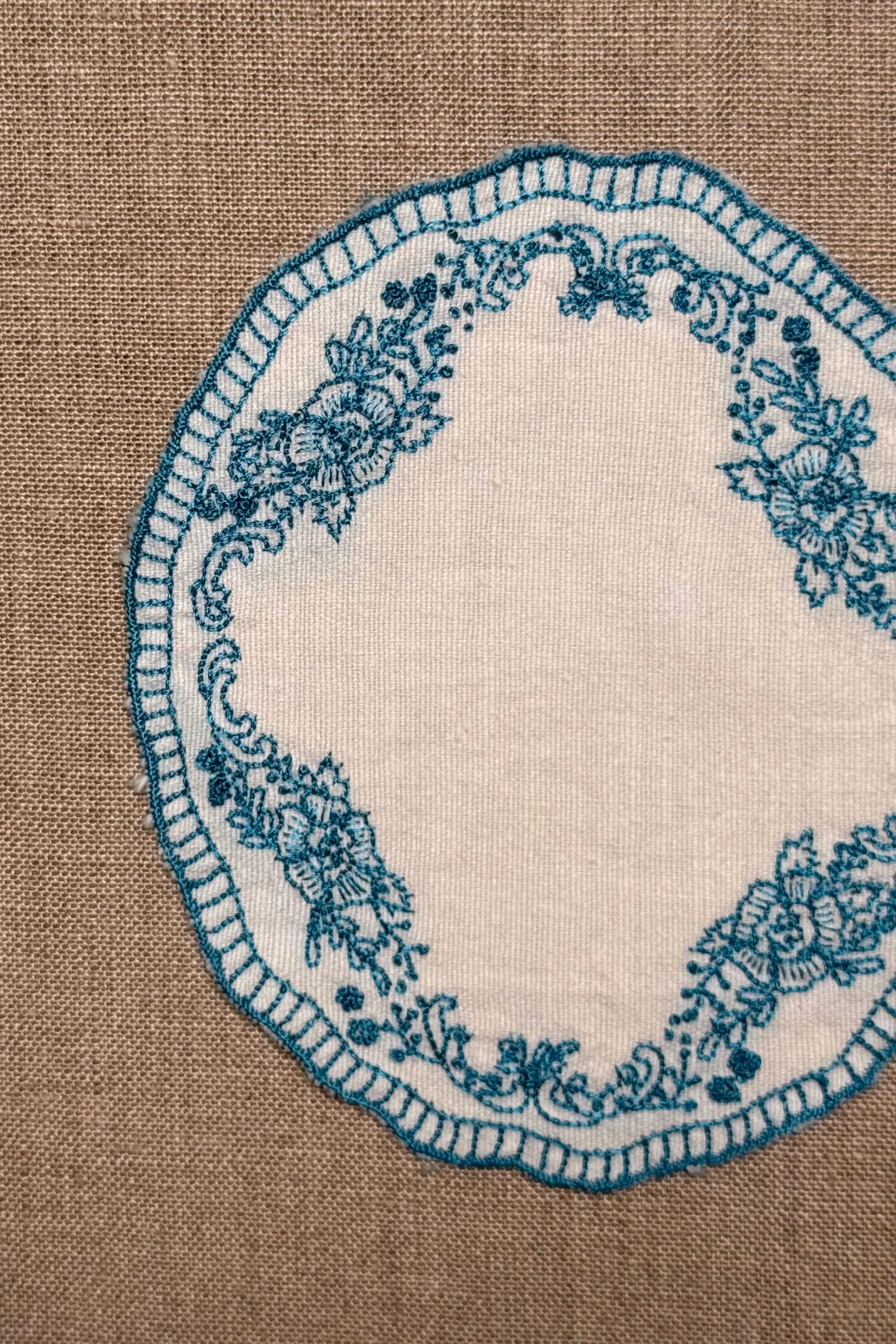 Blue Embroidered Cotton Coasters - Set of 2 - Image 3