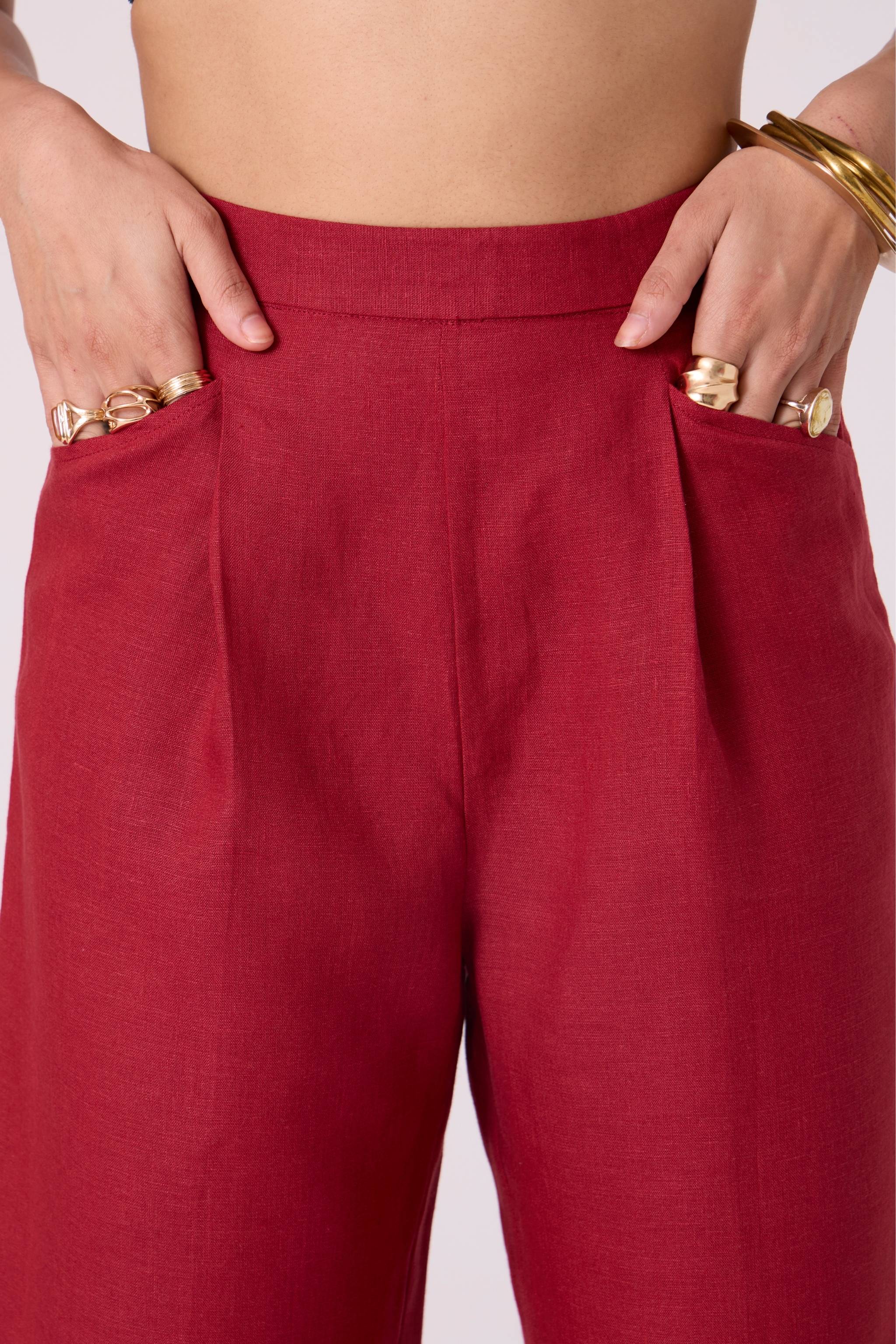 Clyde Red Linen Pants - Image 6