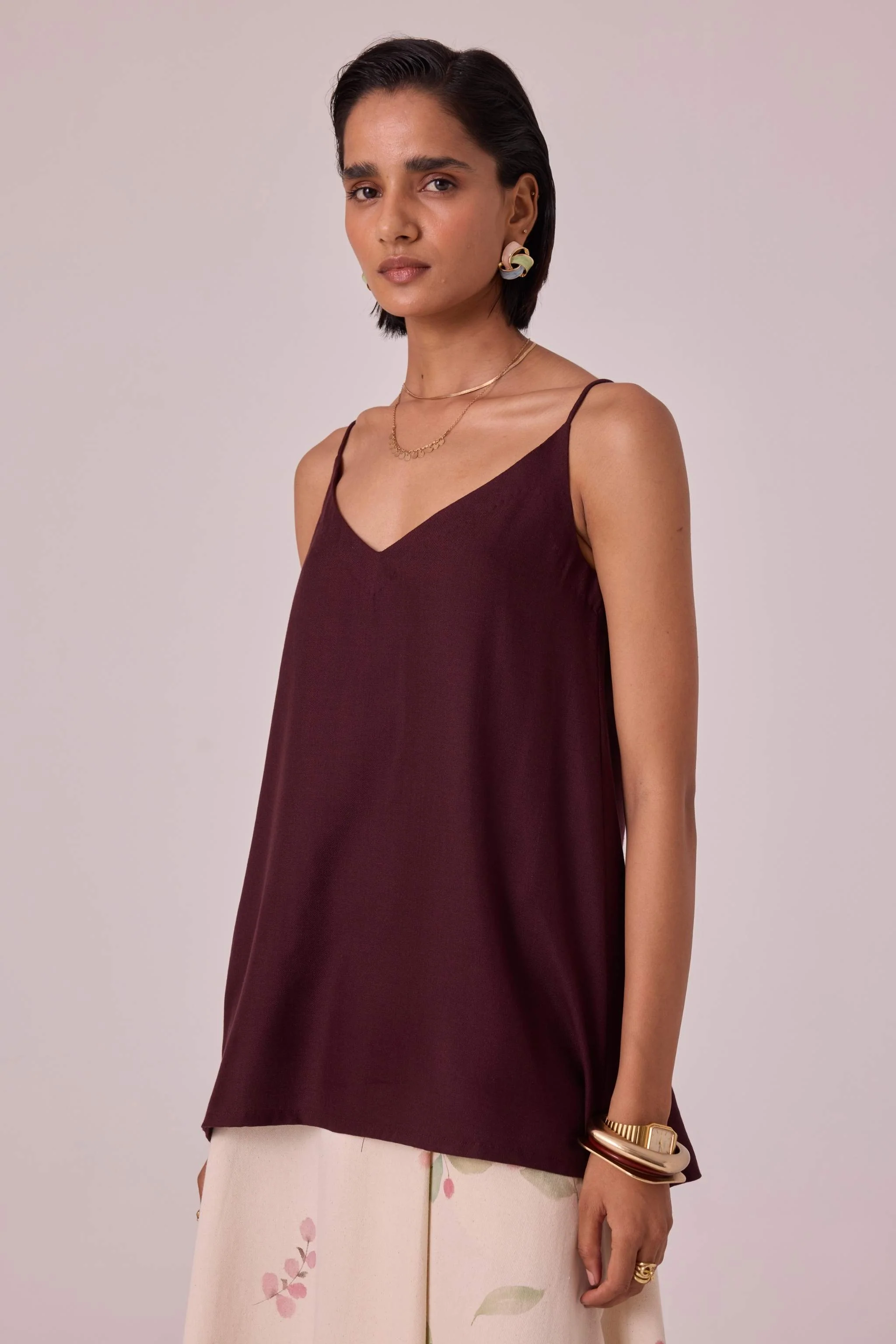 Daene Wine Silk Camisole - Image 3