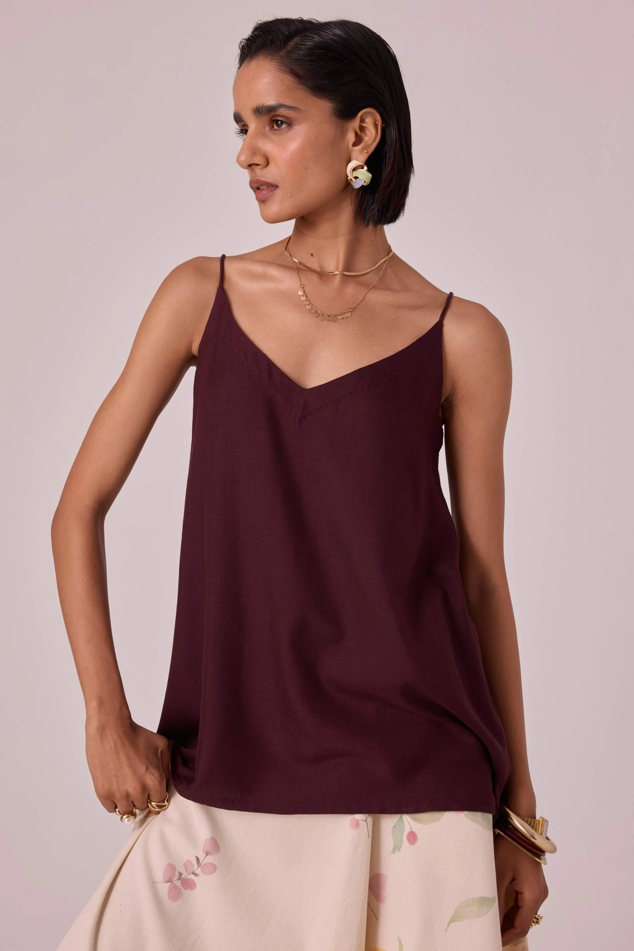 Daene Wine Silk Camisole - Image 4