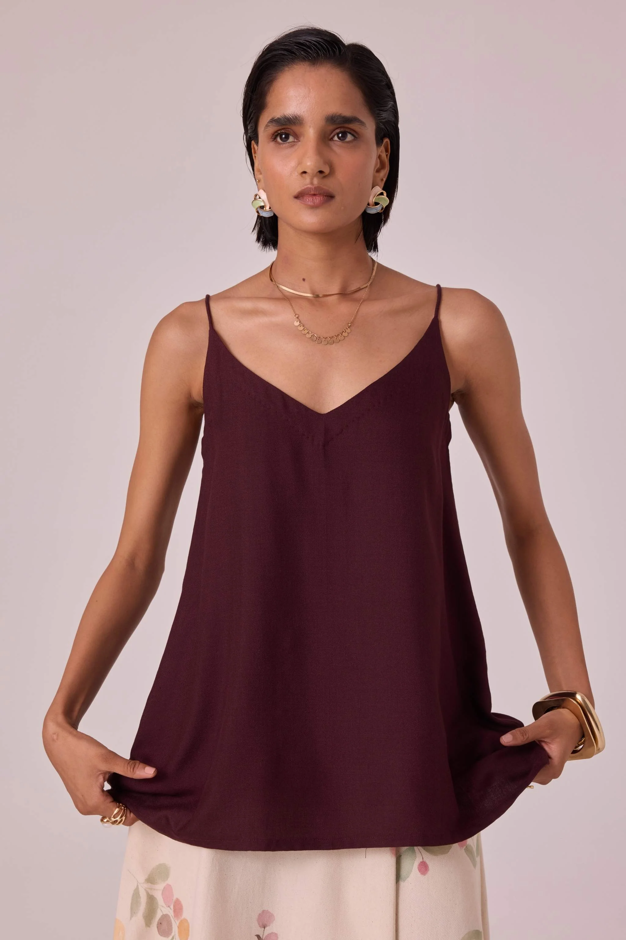 Daene Wine Silk Camisole - Image 6