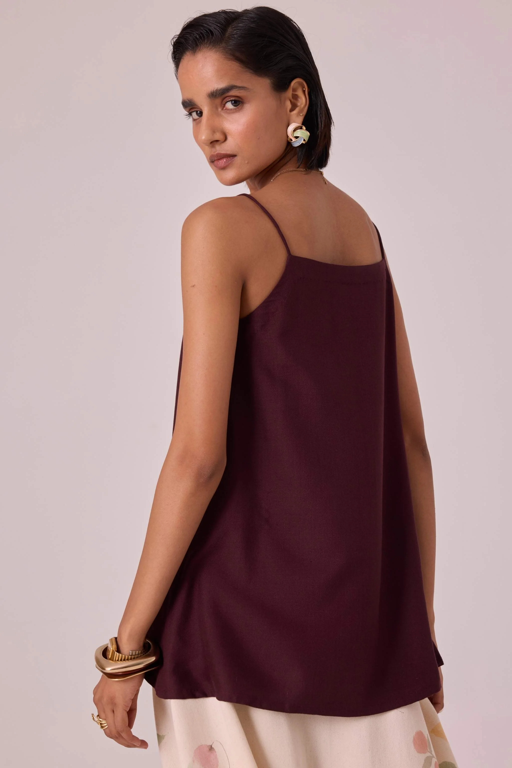 Daene Wine Silk Camisole - Image 8