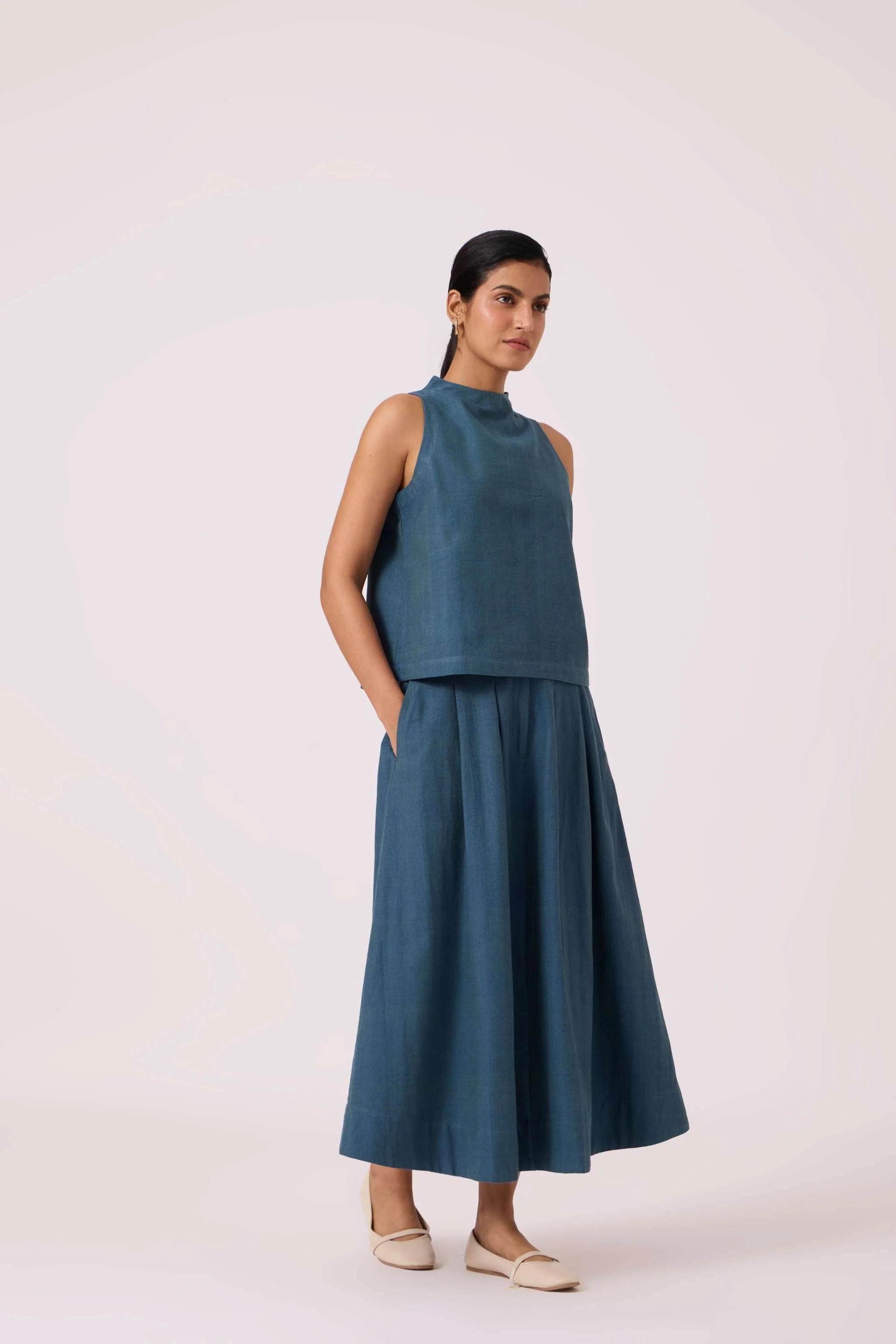 Ernest Blue Handwoven Cropped Top - Image 6