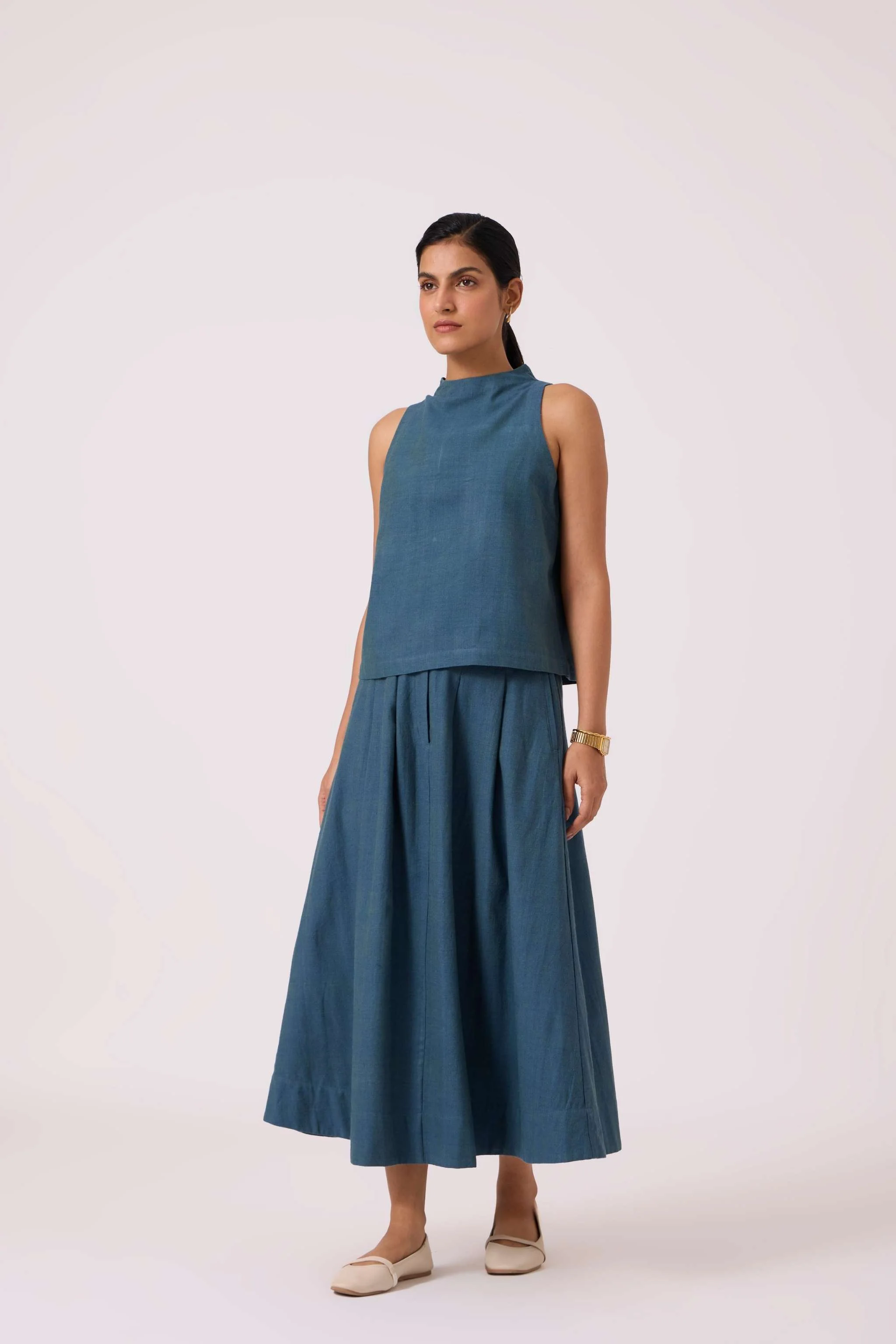 Ernest Blue Handwoven Cropped Top - Image 7