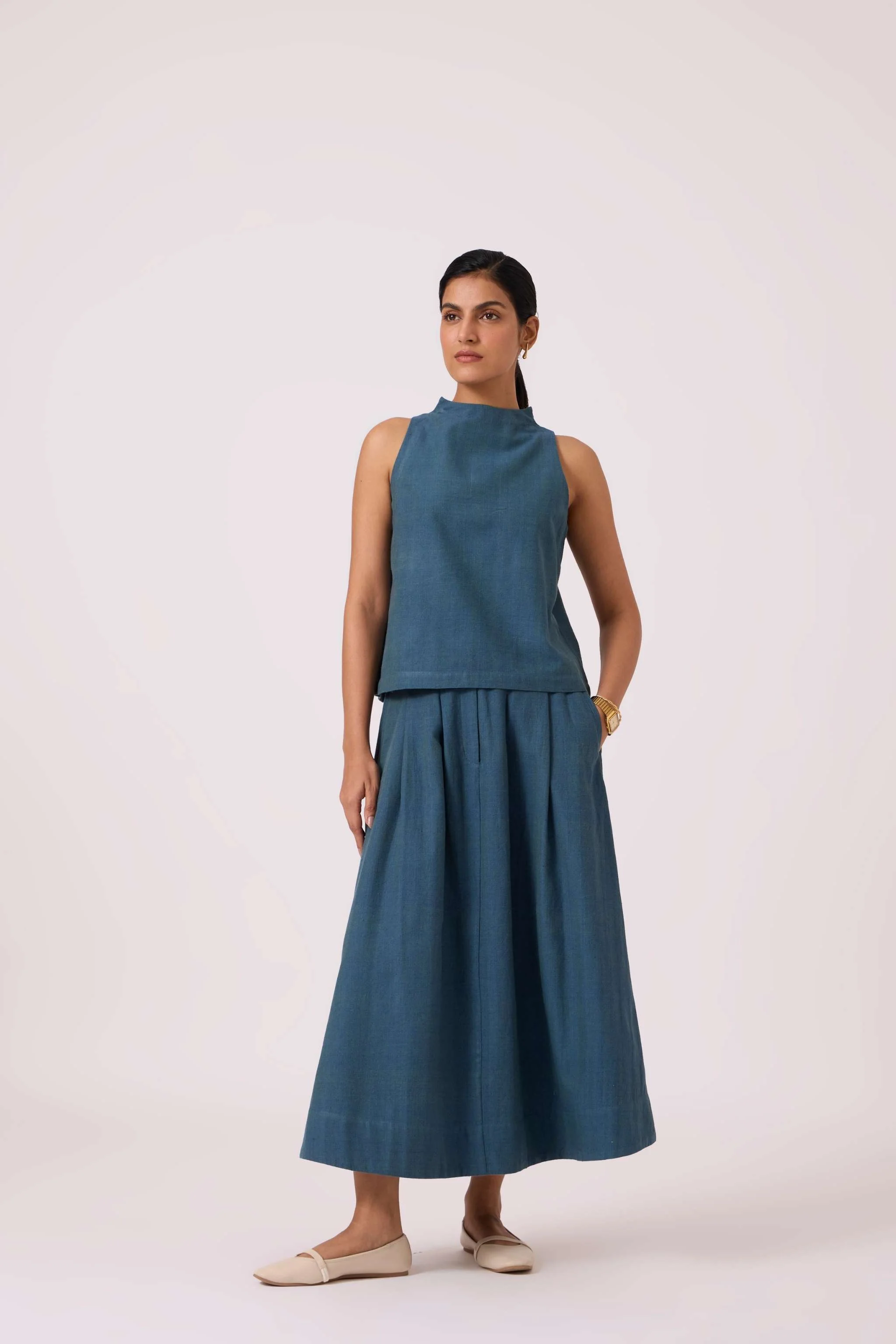 Ernest Blue Handwoven Cropped Top - Image 8