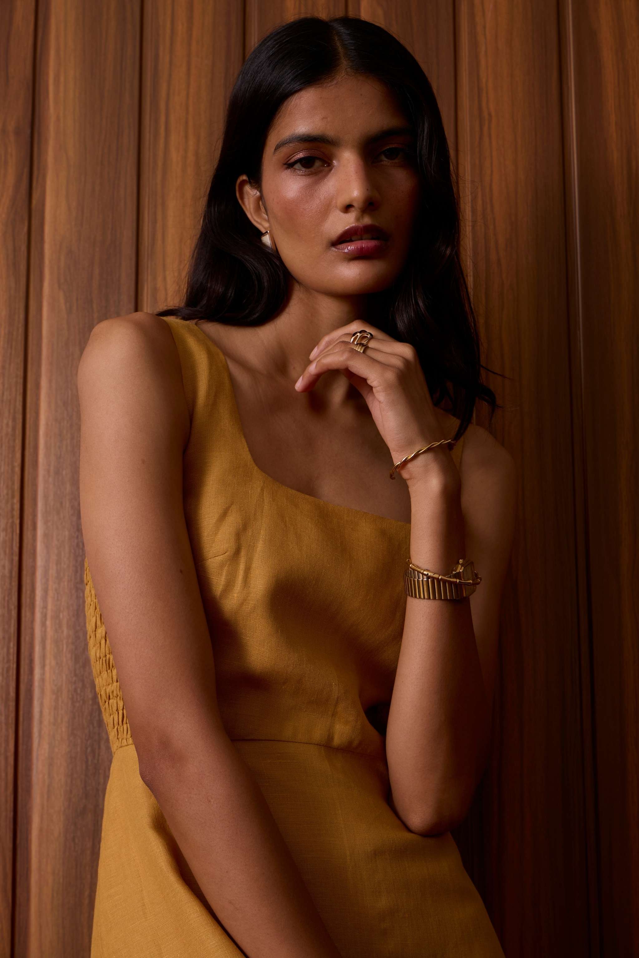 Glasswing Mustard Linen Dress - Image 15