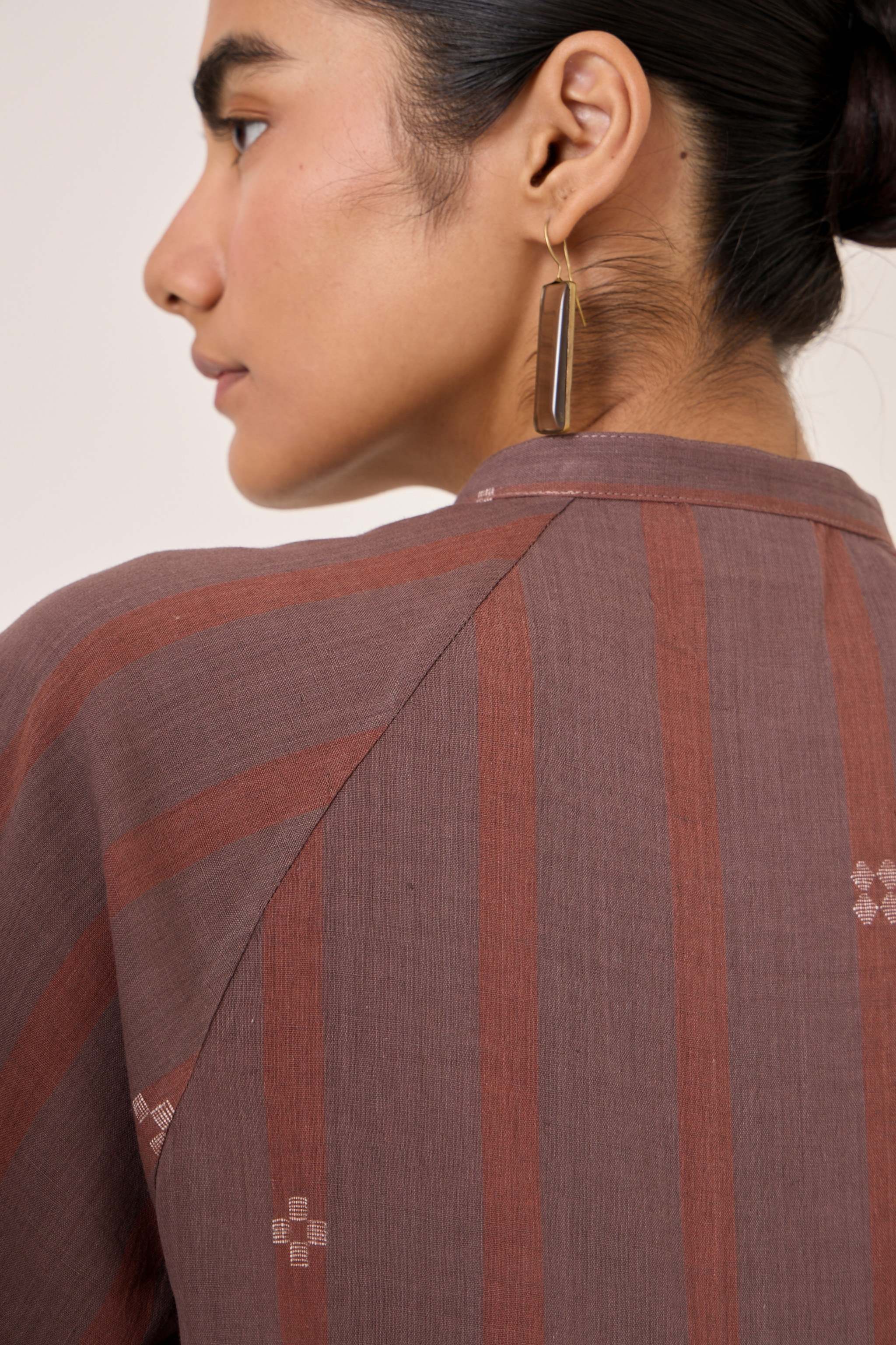 Heen Handwoven Brown Striped Top - Image 3