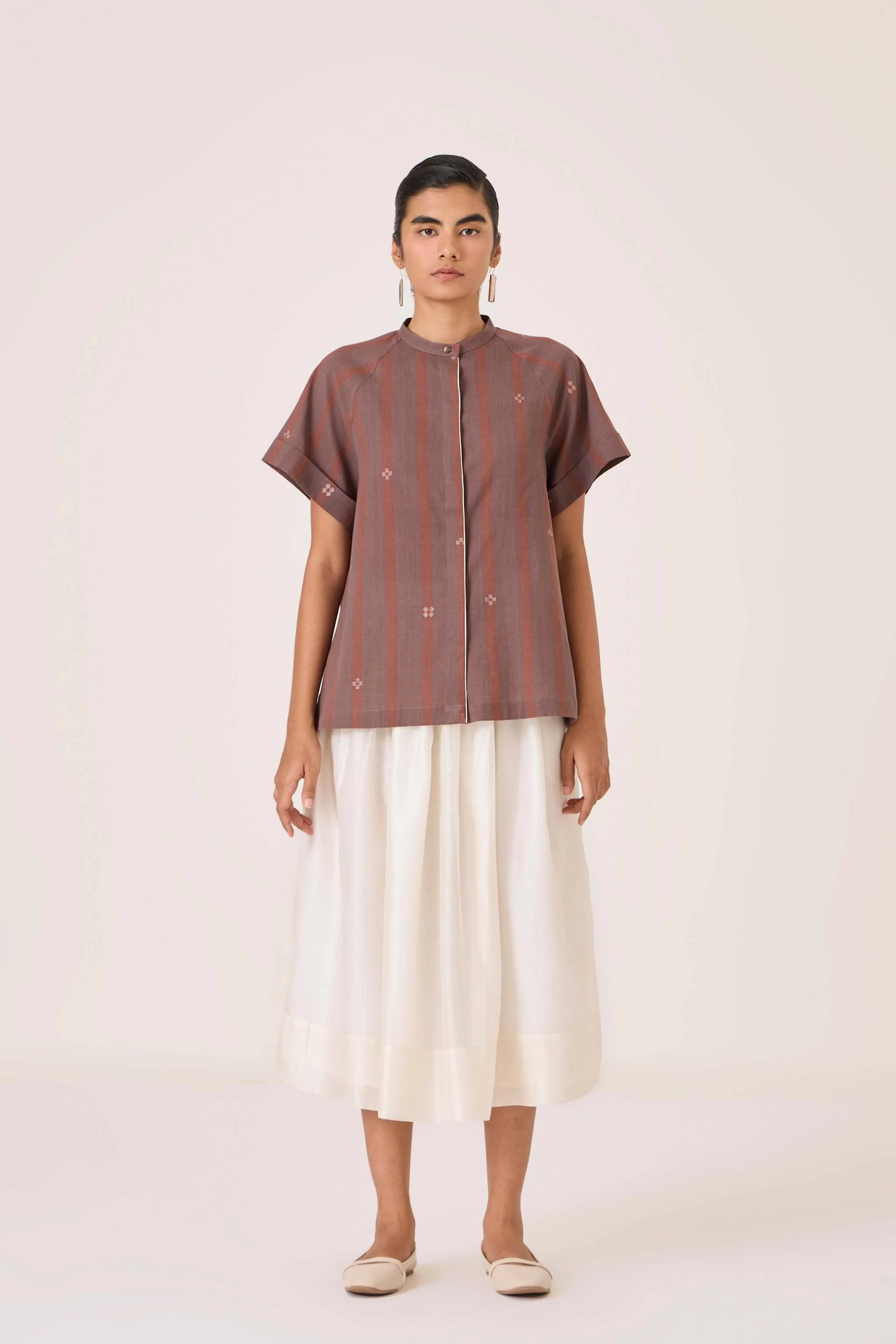Heen Handwoven Brown Striped Top - Image 4