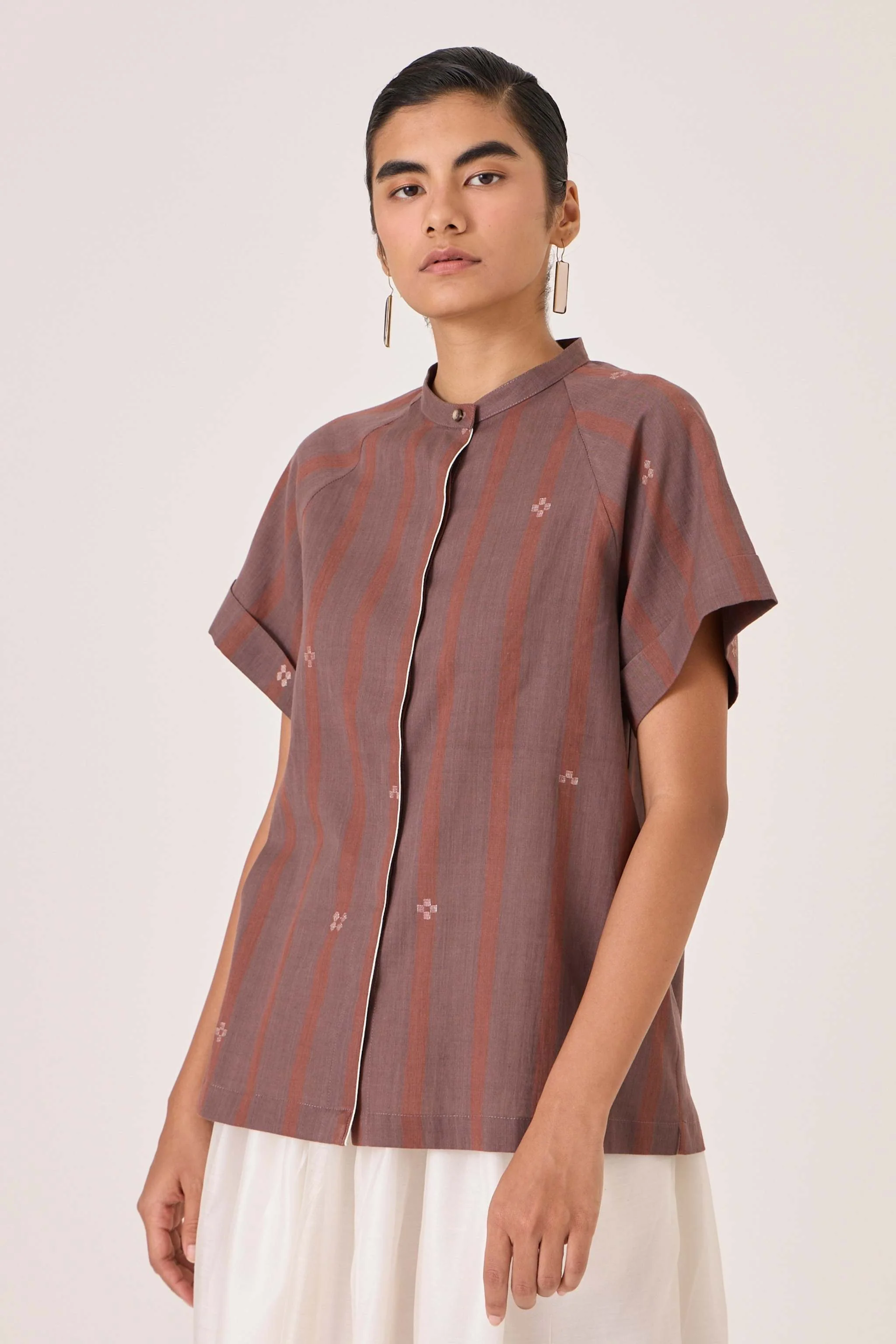 Heen Handwoven Brown Striped Top - Image 5