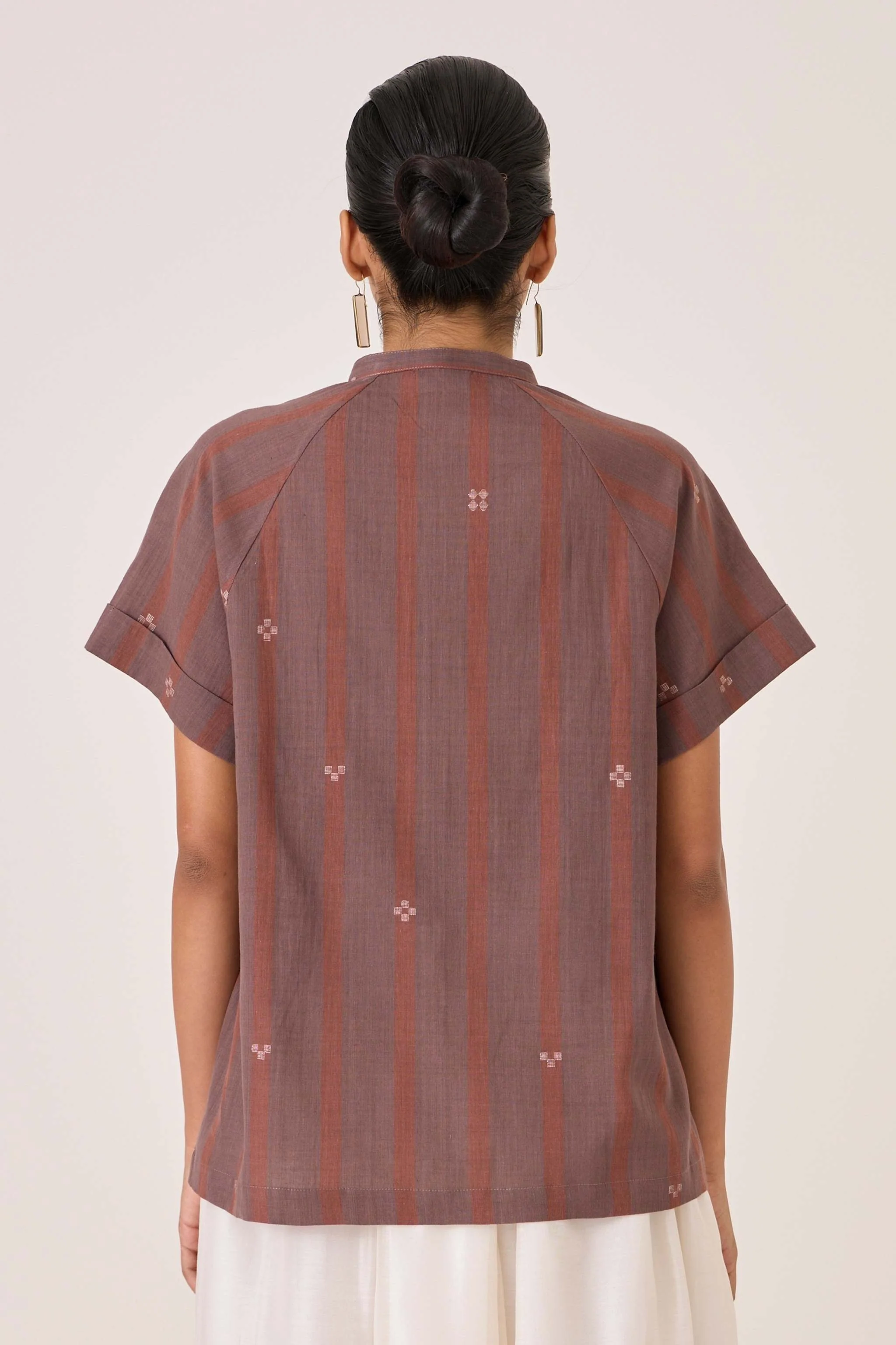 Heen Handwoven Brown Striped Top - Image 8