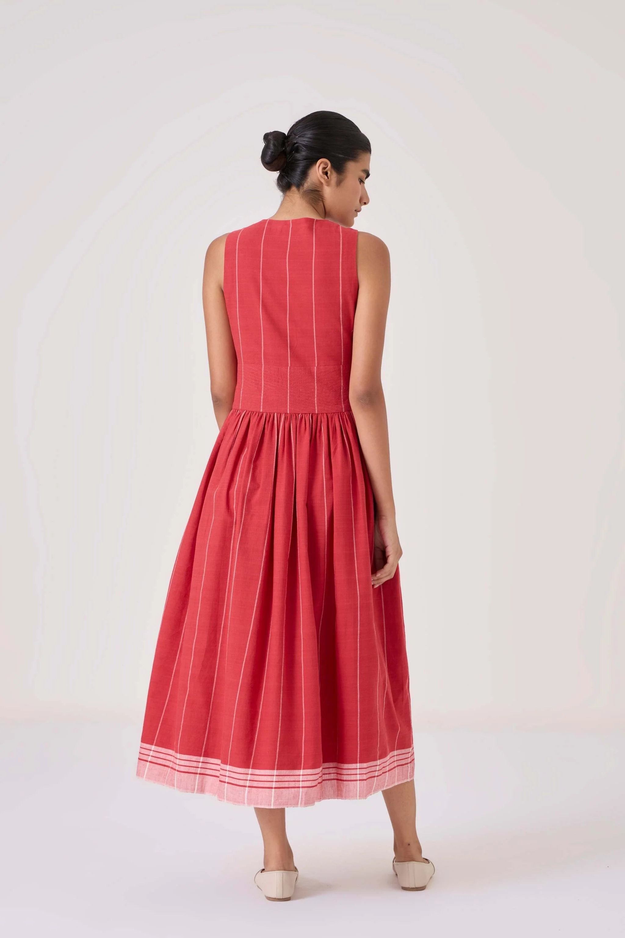 Ishara Handwoven Red Striped Dress - Image 10