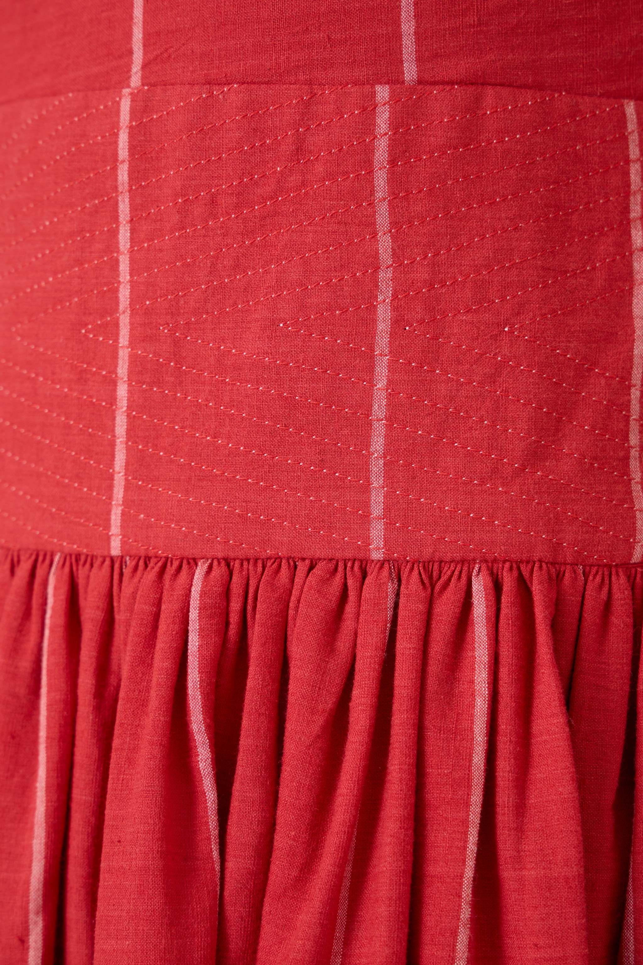Ishara Handwoven Red Striped Dress - Image 6