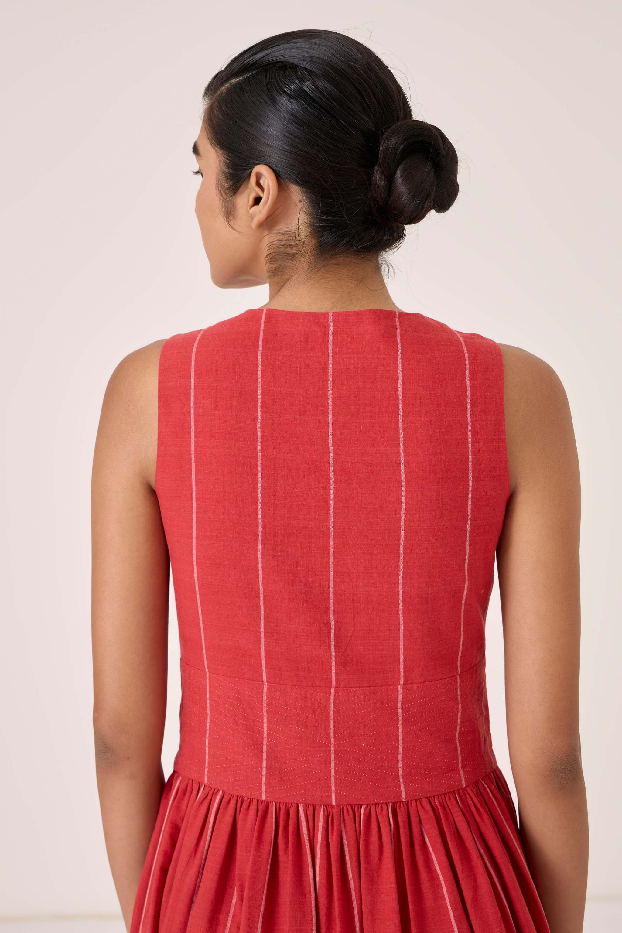 Ishara Handwoven Red Striped Dress - Image 8