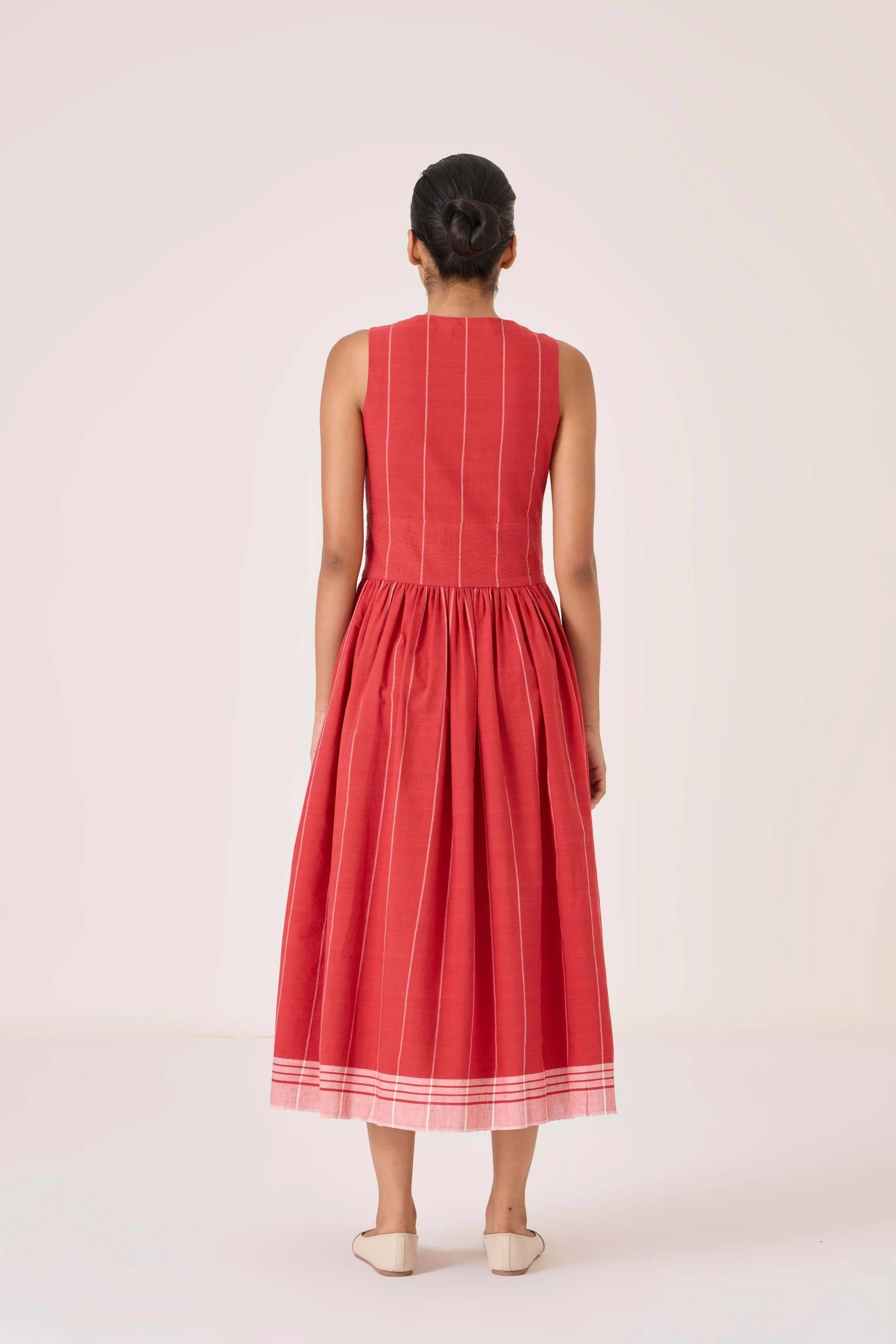 Ishara Handwoven Red Striped Dress - Image 9