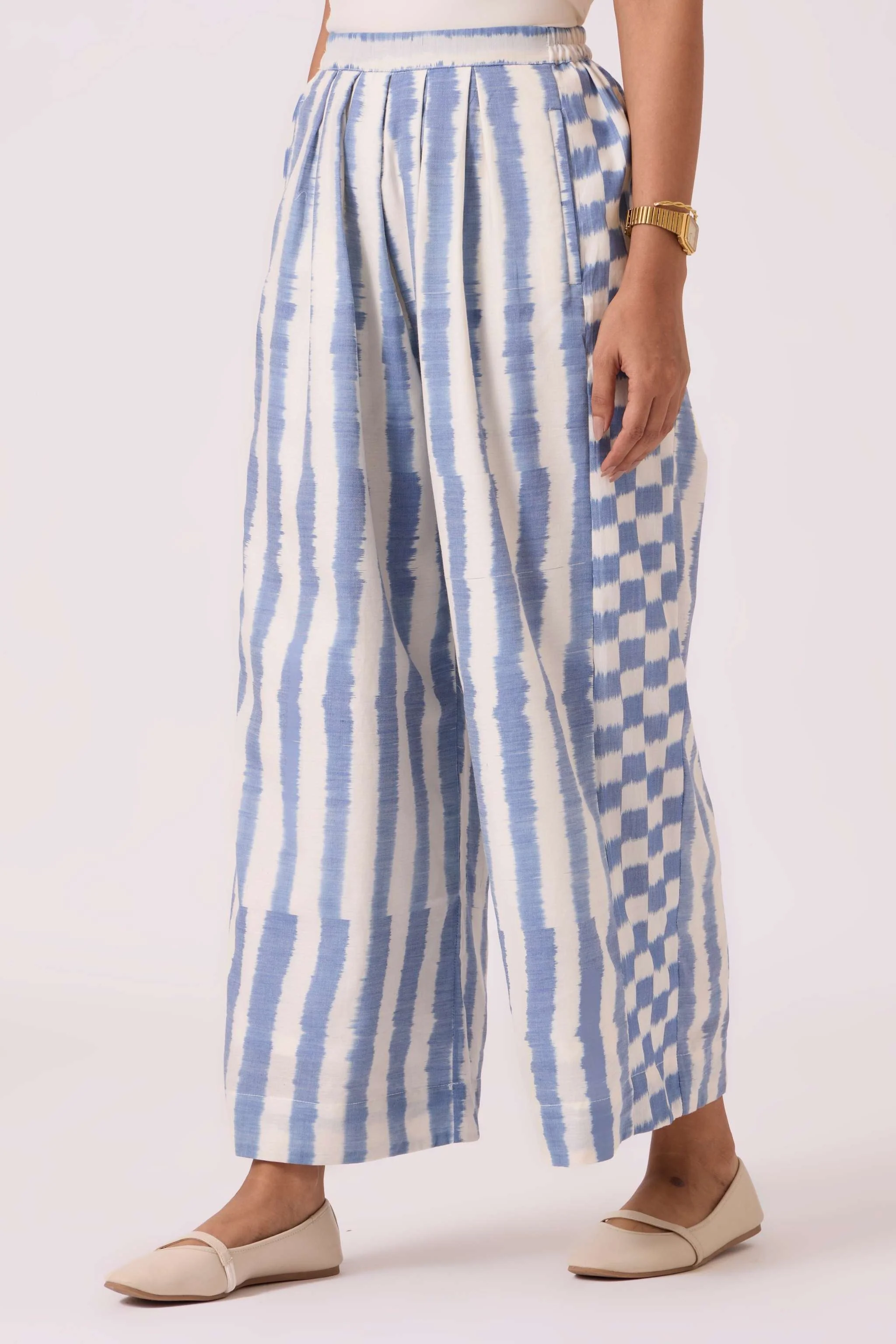 Ivan Blue Striped Ikat Pants - Image 2