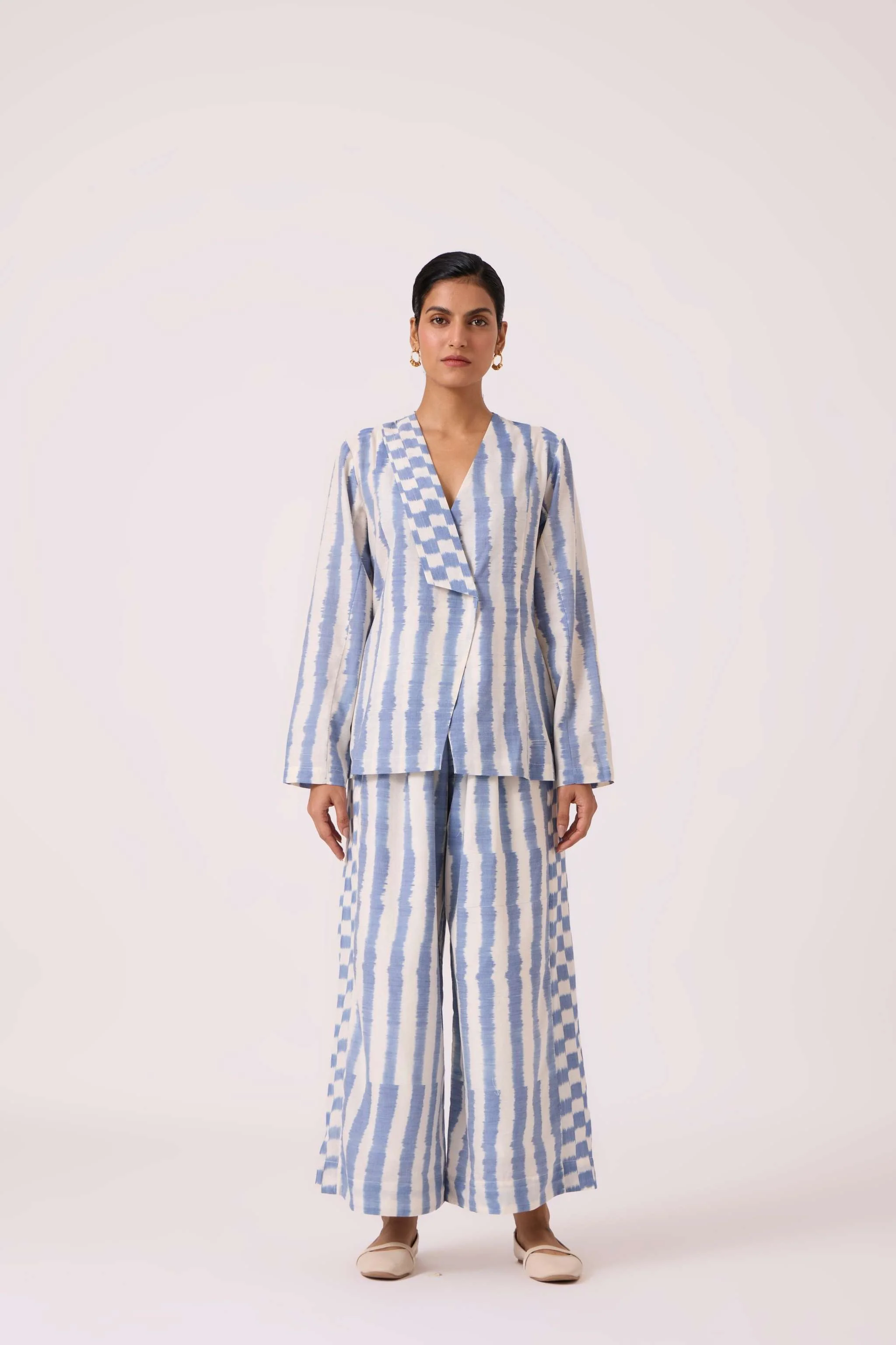 Ivan Blue Striped Ikat Pants - Image 3