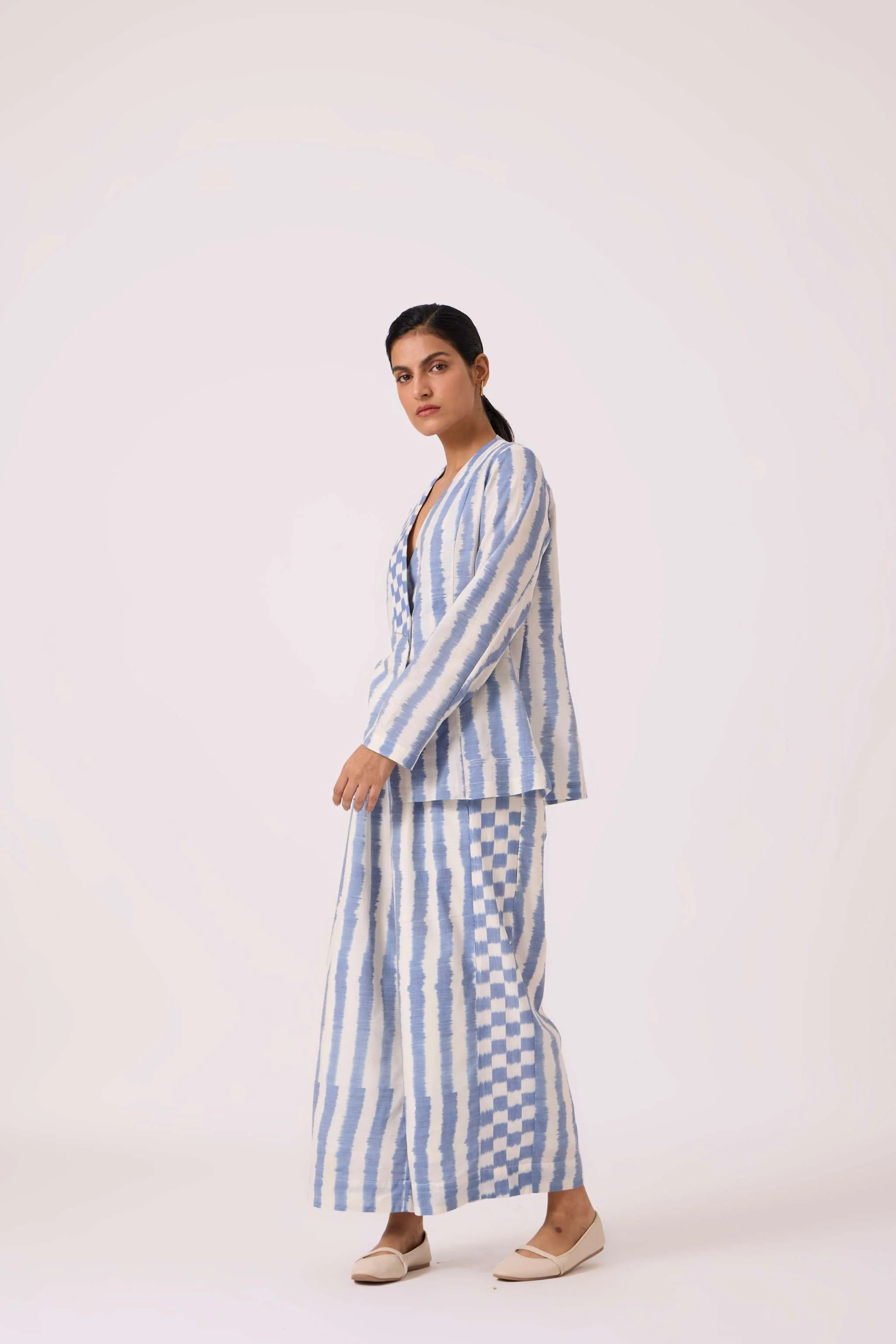 Ivan Blue Striped Ikat Pants - Image 5