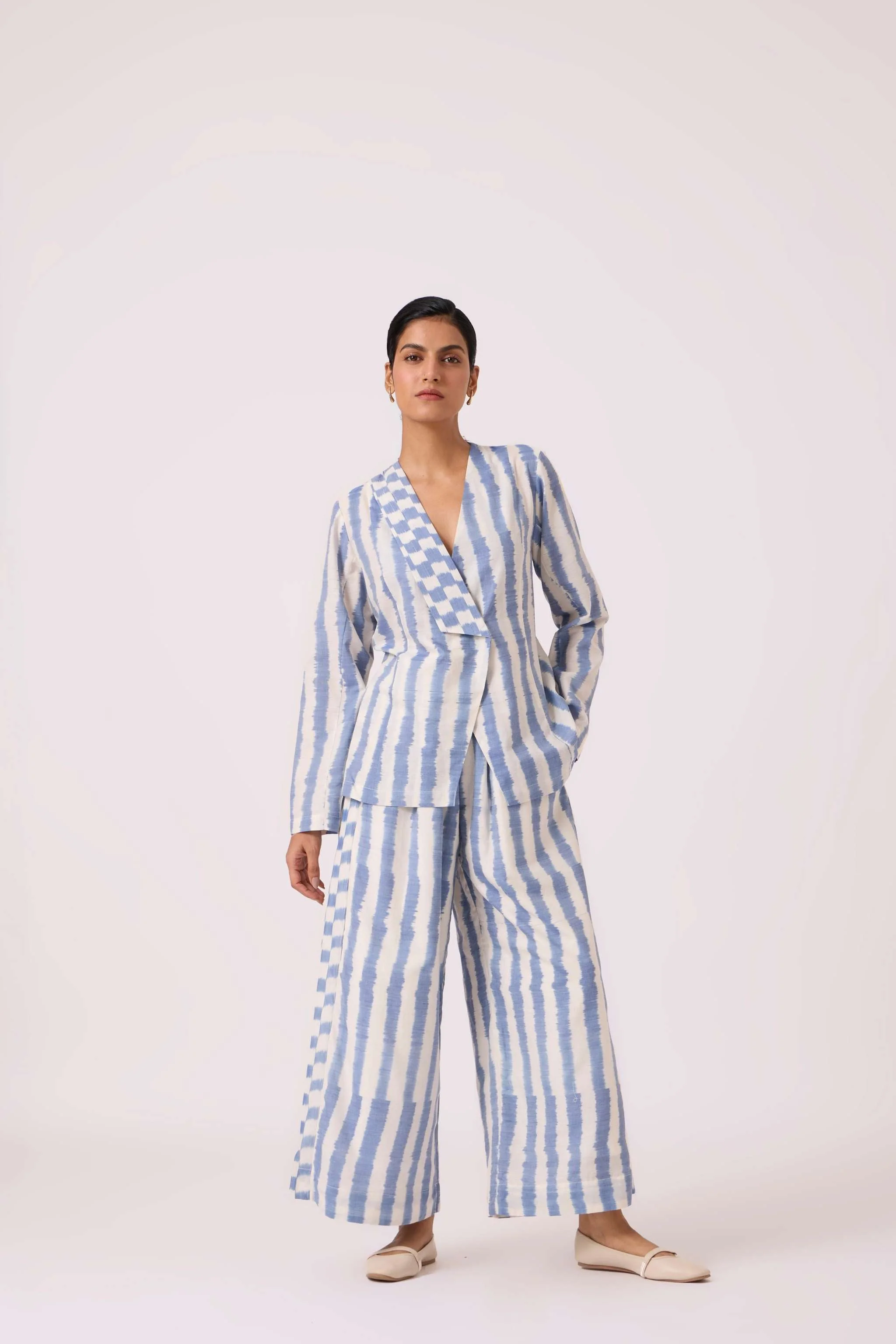 Ivan Blue Striped Ikat Pants - Image 6